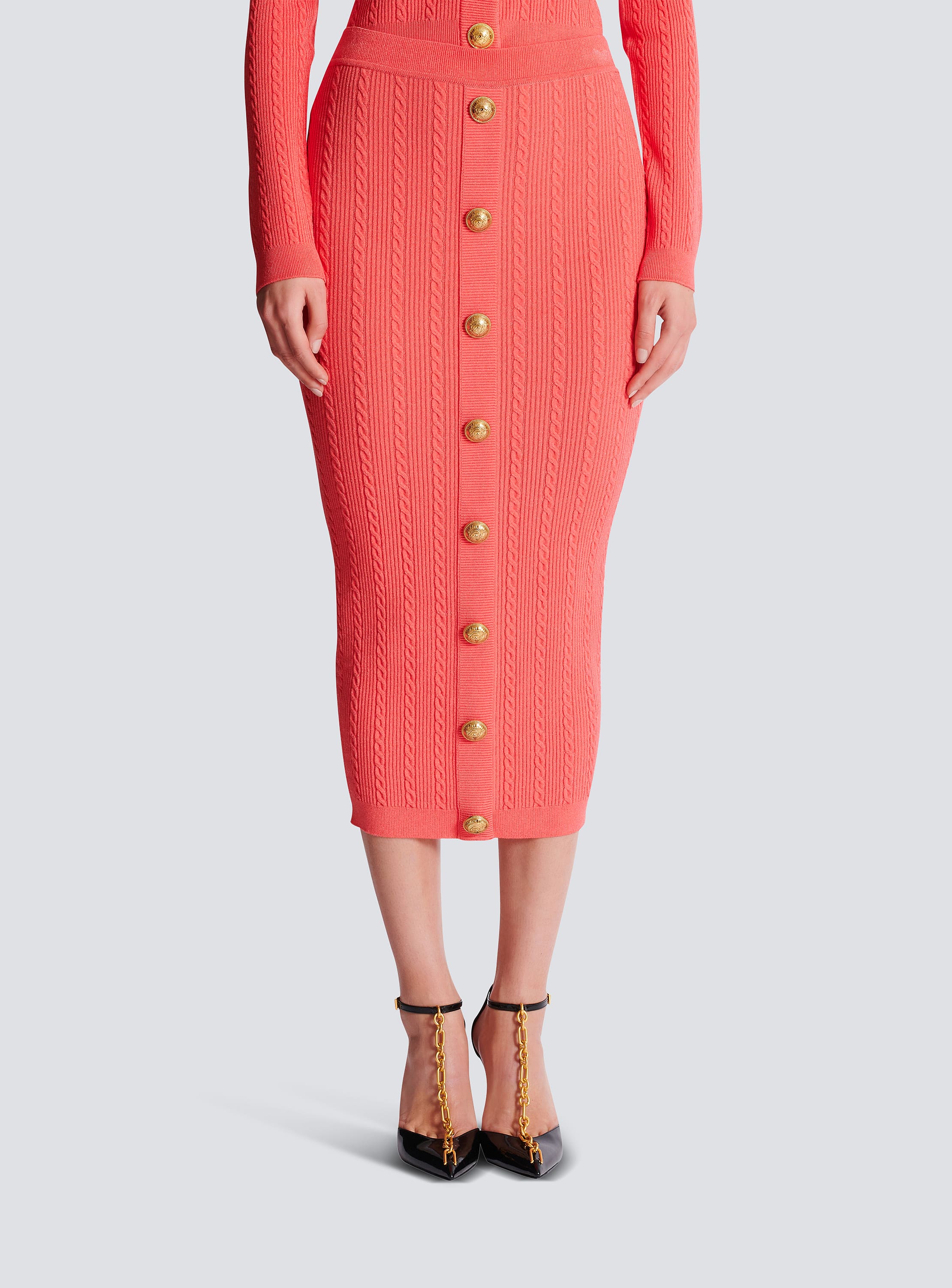 Cable-knit midi skirt - Women | BALMAIN