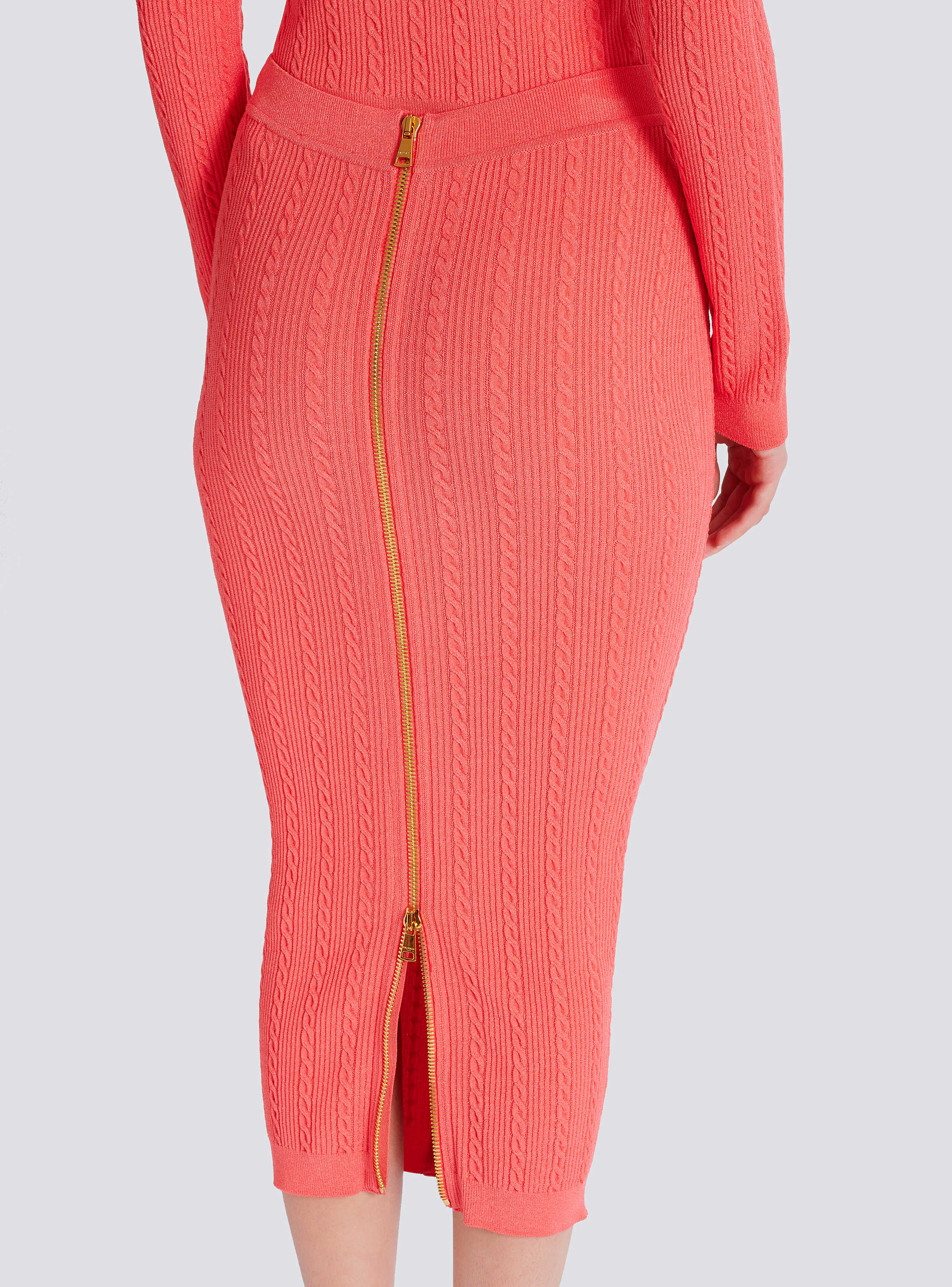 スカート BALMAIN SKIRT (FF1LD066KI50 0PA) Cable-knit midi skirt - Women | BALMAIN