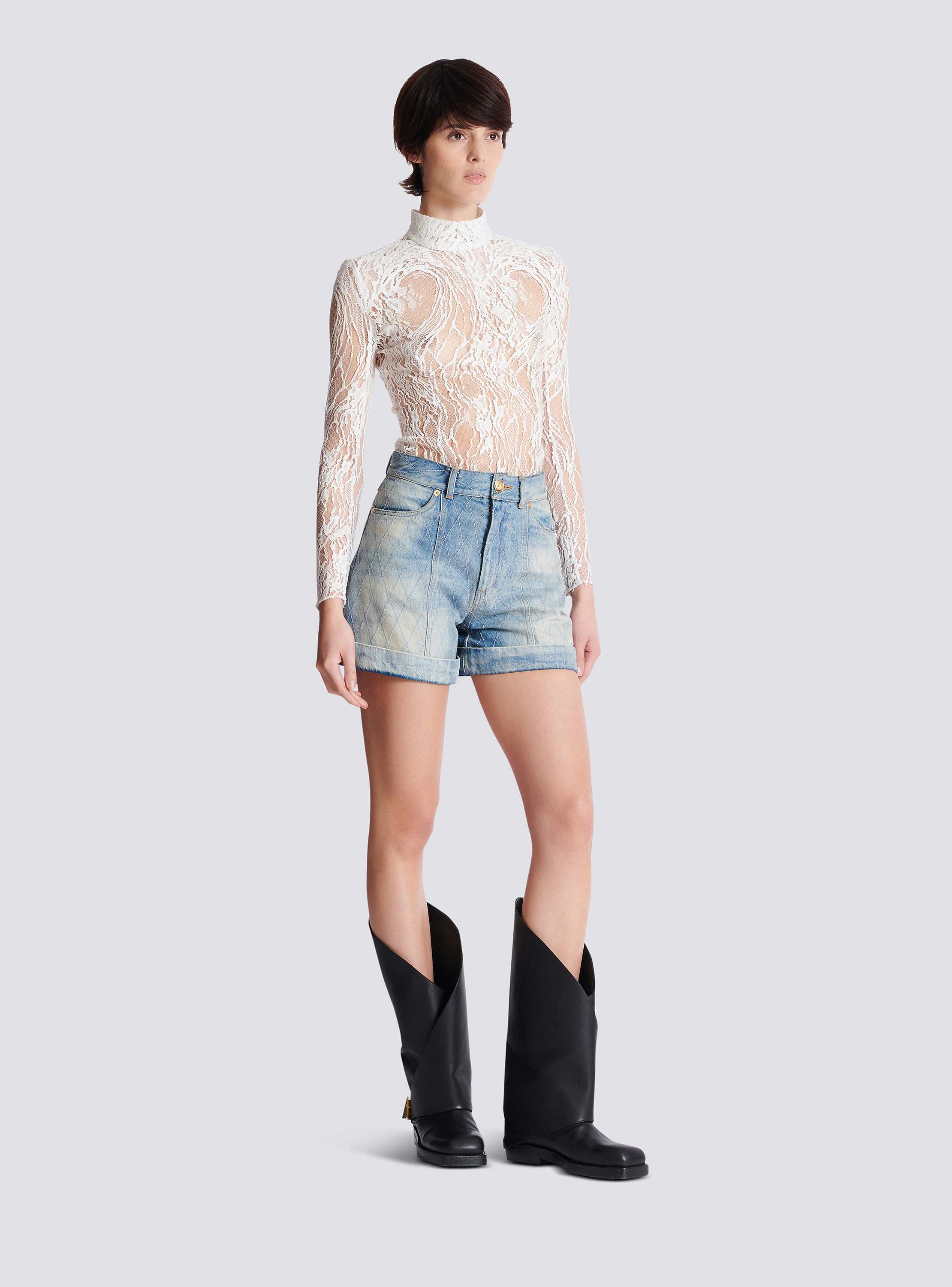 Short Diamond denim shorts - Women | BALMAIN