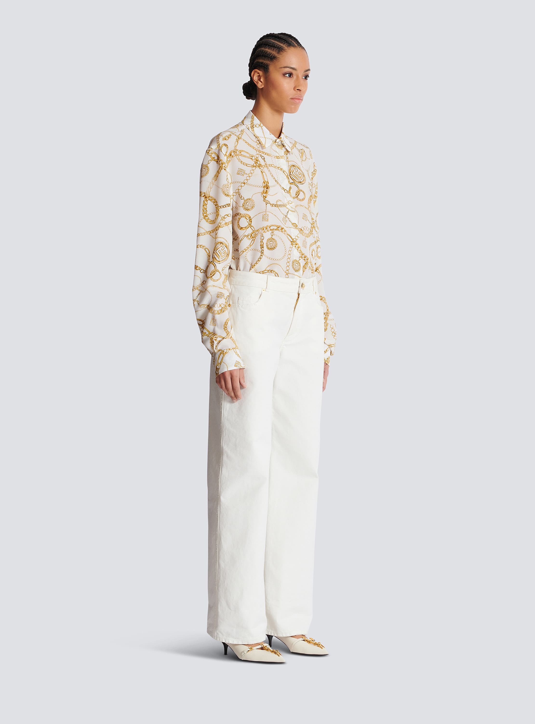 Plain denim straight-fit jeans