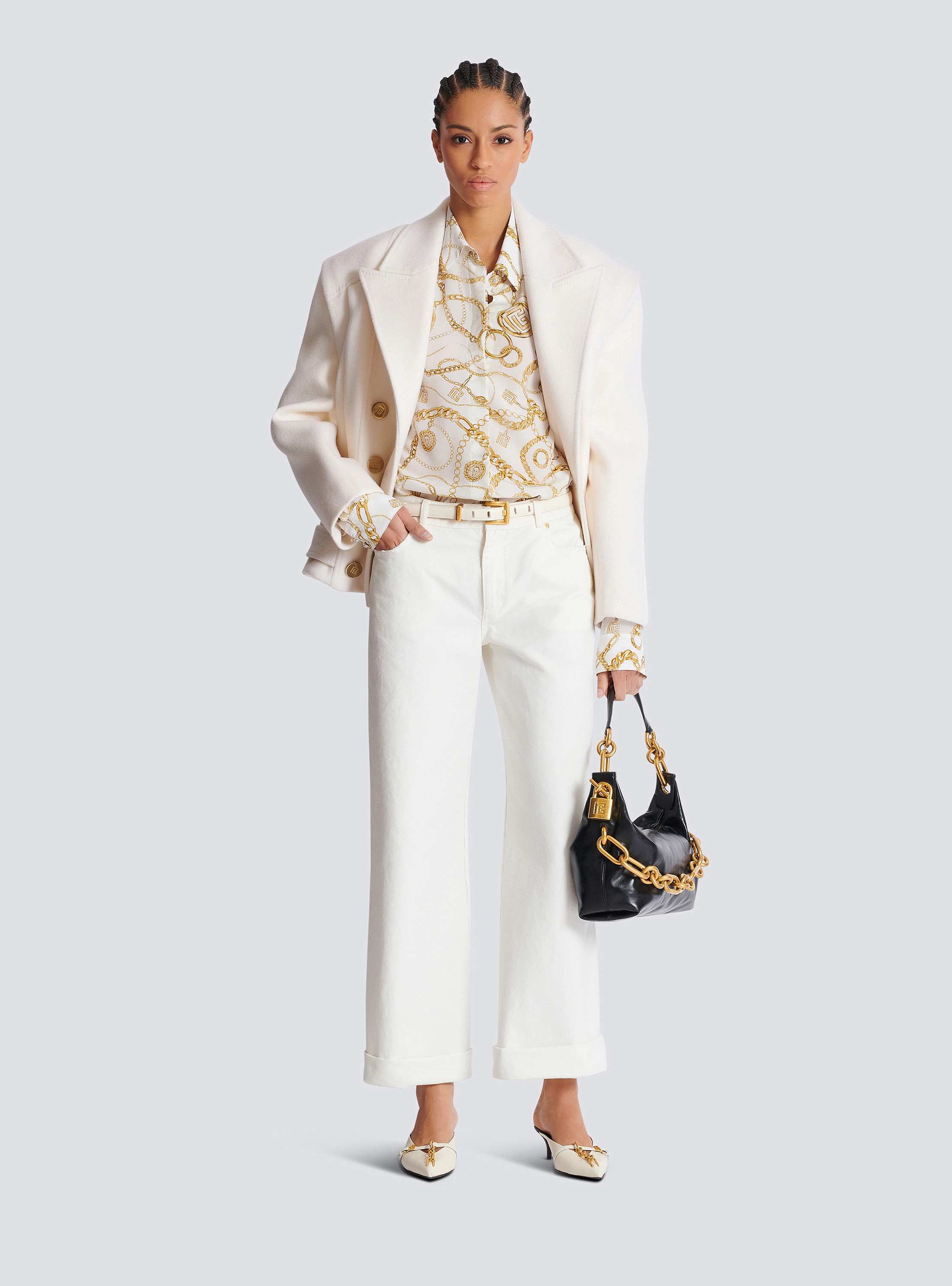 Plain denim straight-fit jeans