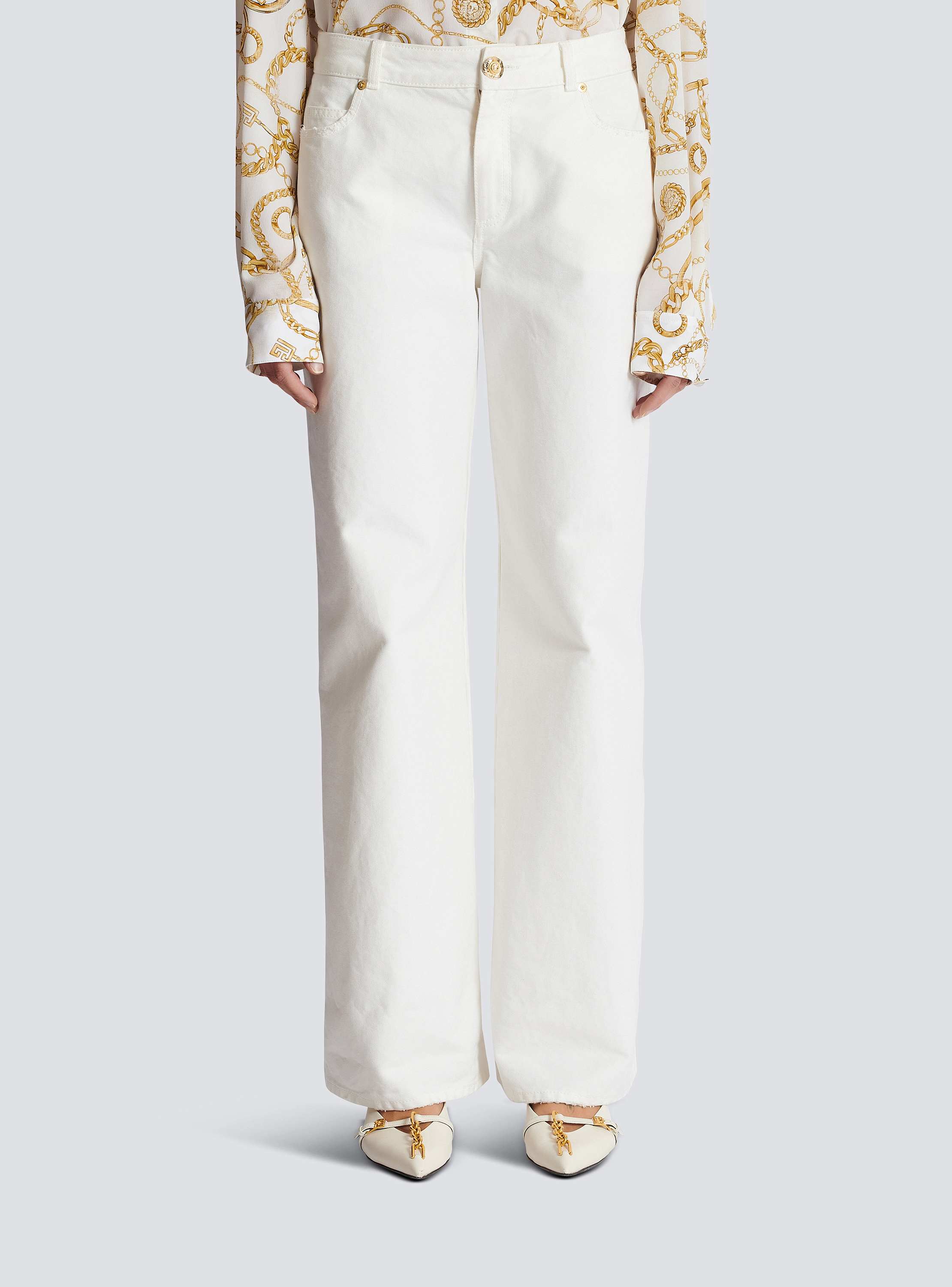 Plain denim straight-fit jeans