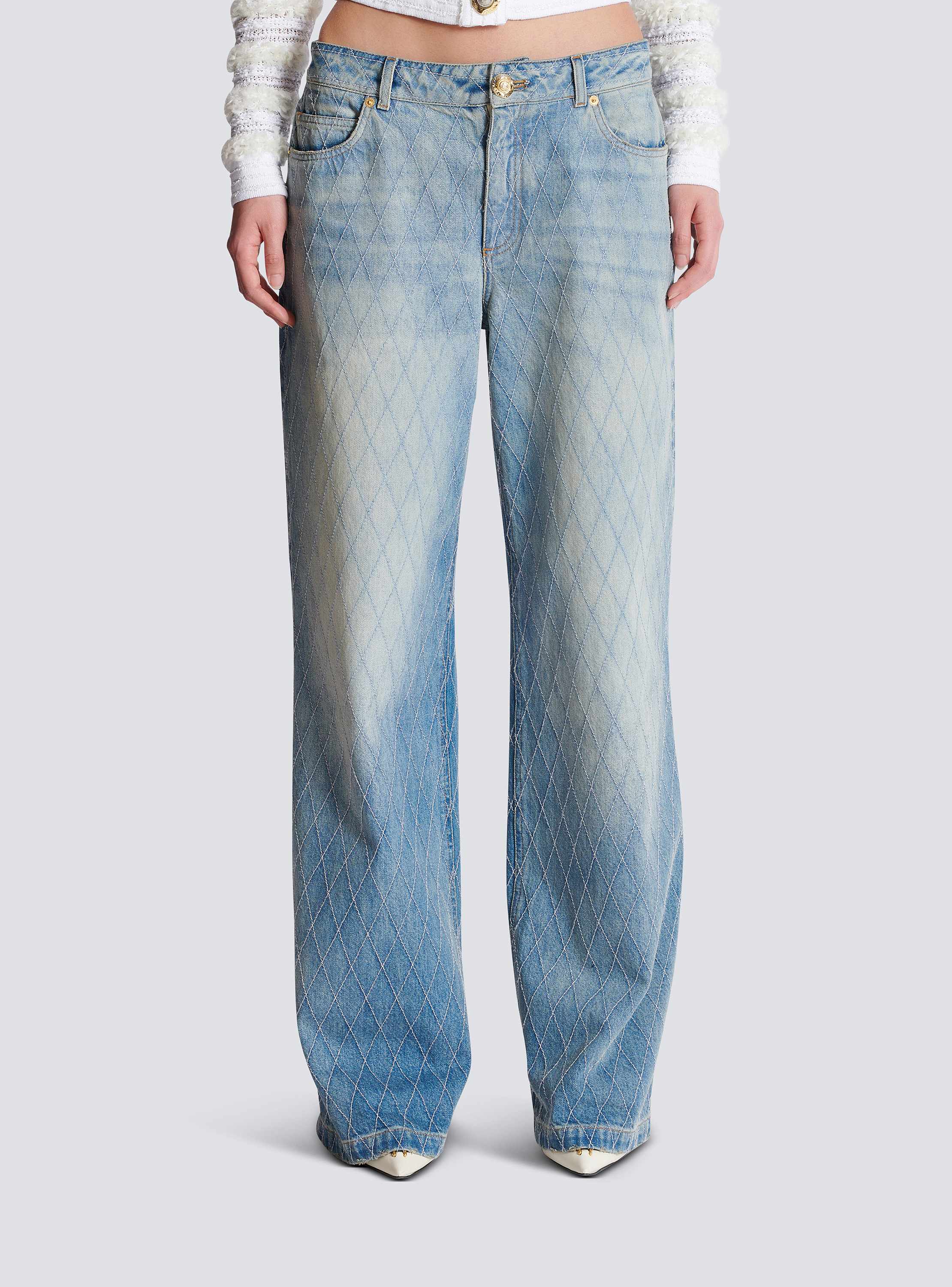 デニム・ジーパン BALMAIN FW25 Jeans (FF1MI060DF79 6FC) Diamond denim straight-fit jeans - Women | BALMAIN