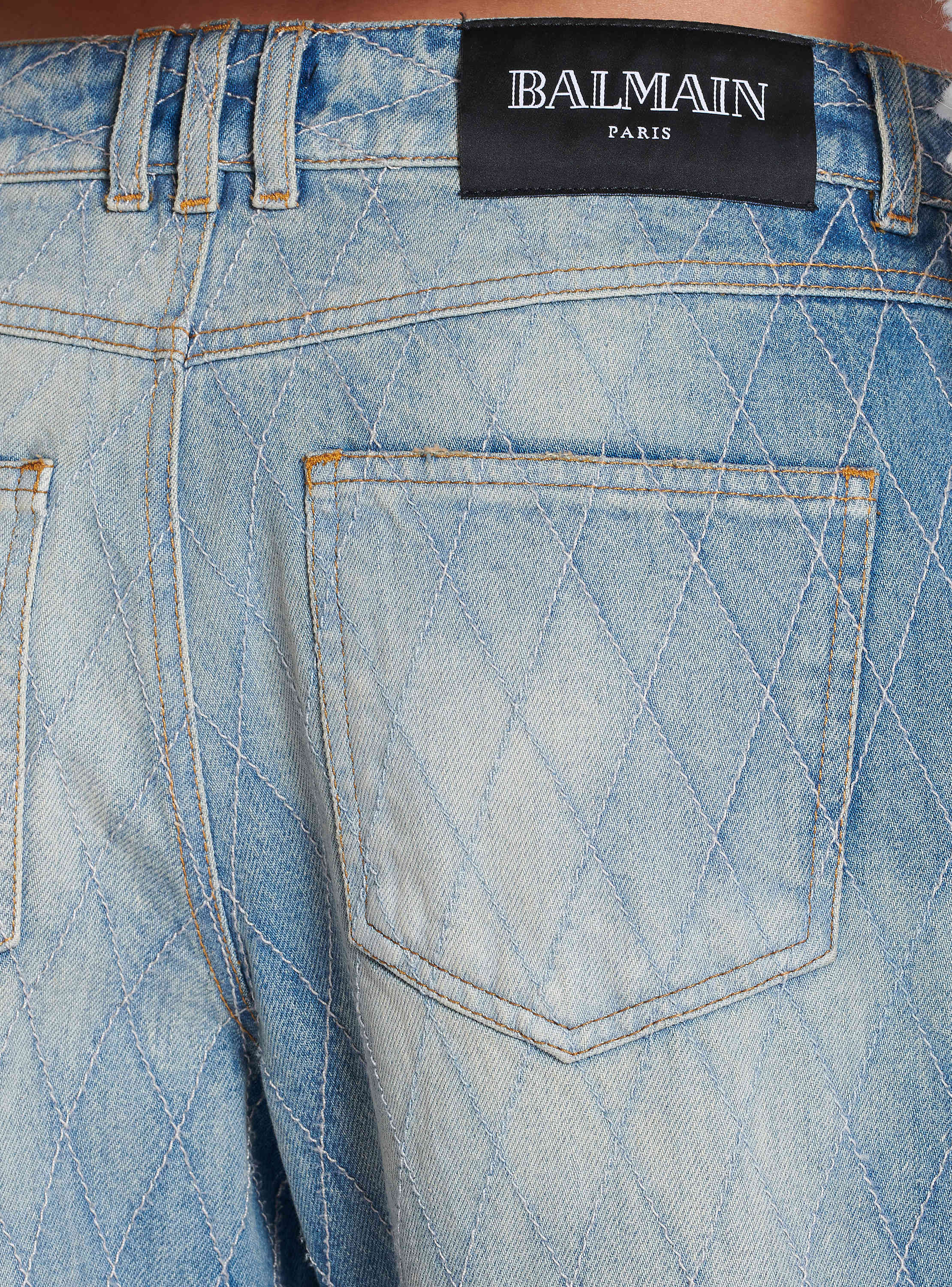 デニム・ジーパン BALMAIN Woman Jeans Blue CF1MJ120DE04 6FF Flared denim jeans blue blue - Women | BALMAIN