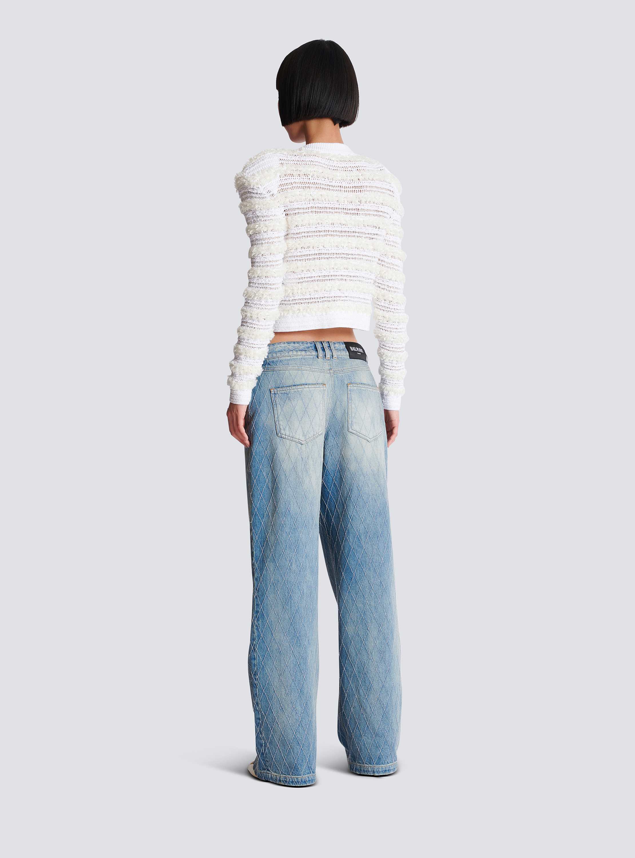 デニム・ジーパン BALMAIN Woman Jeans Denim DF1MJ130DE53 6FC Flared denim jeans - Women | BALMAIN