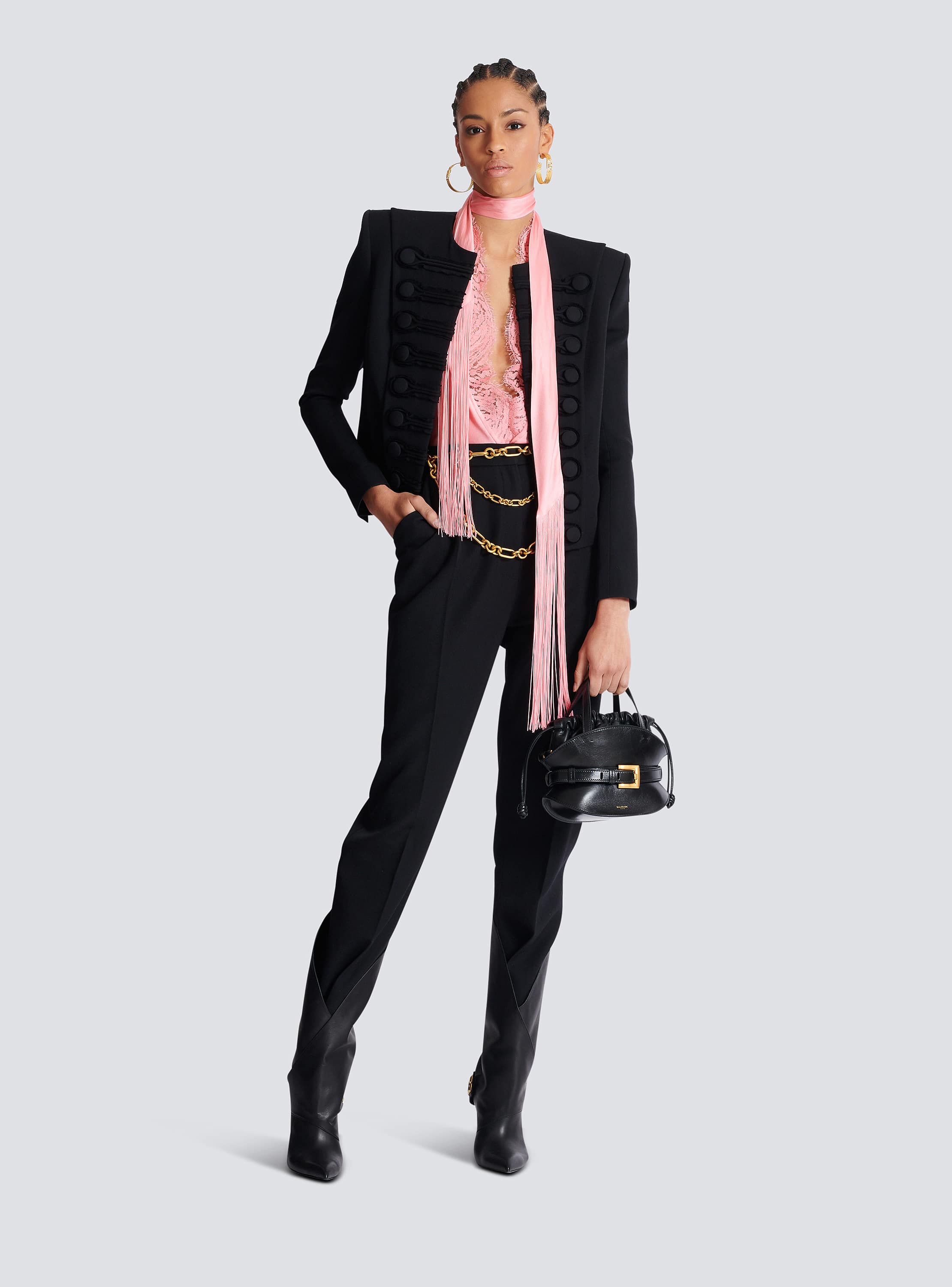 High-waisted grain de poudre trousers - Women | BALMAIN