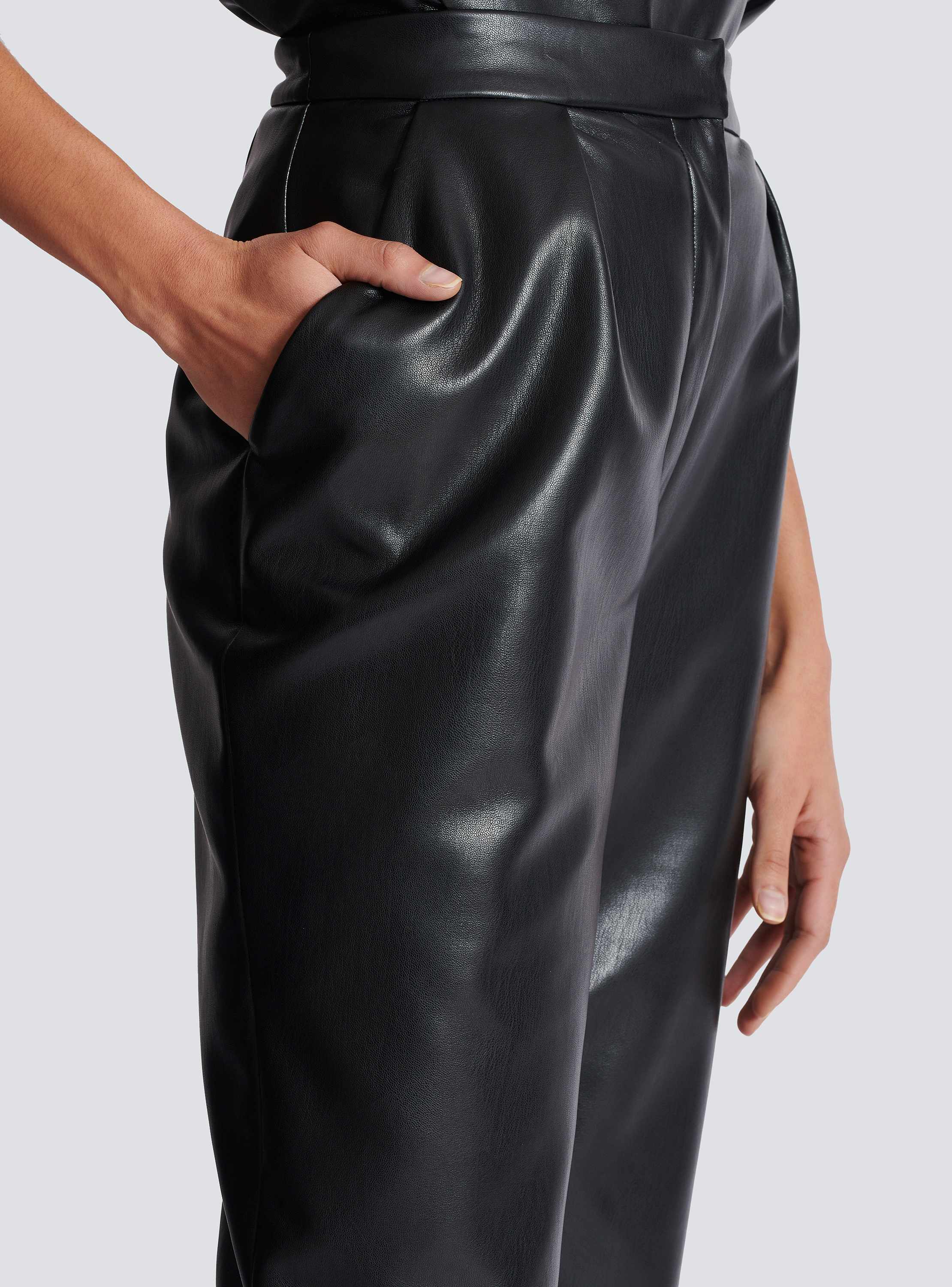 High-waisted faux leather trousers black black - Women | BALMAIN