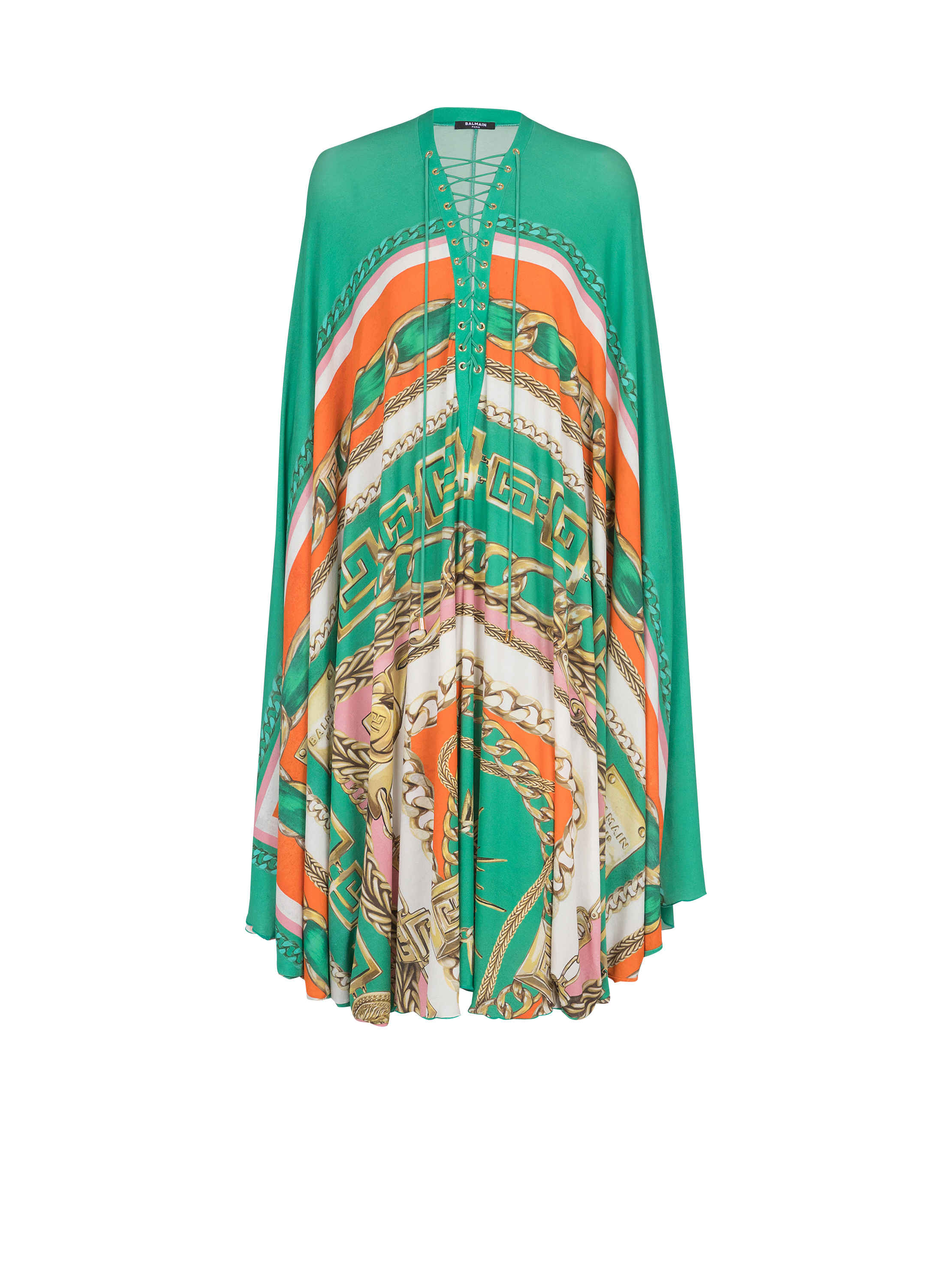 Laced Details Foulard Print Kaftan Dress