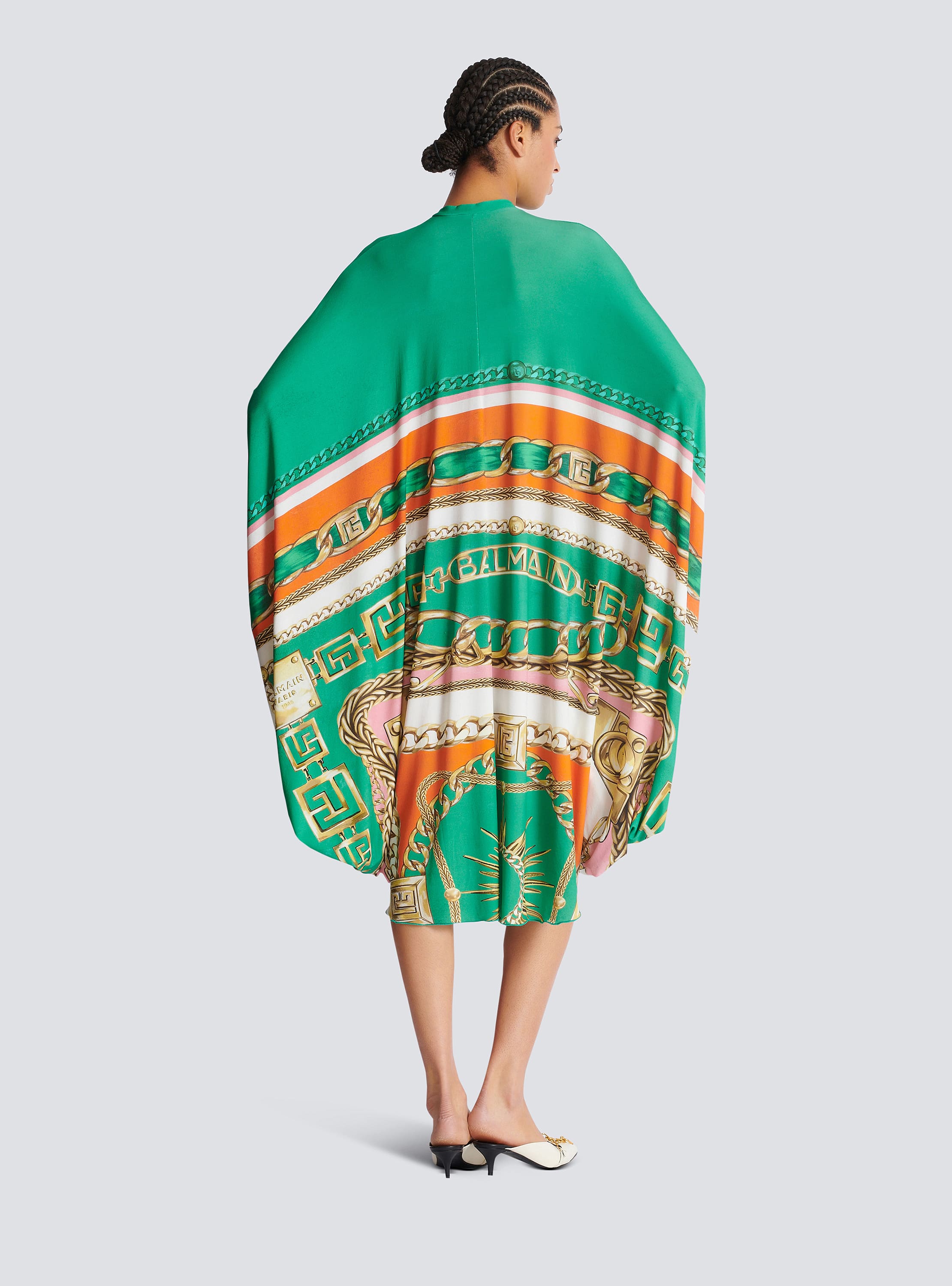 Laced Details Foulard Print Kaftan Dress