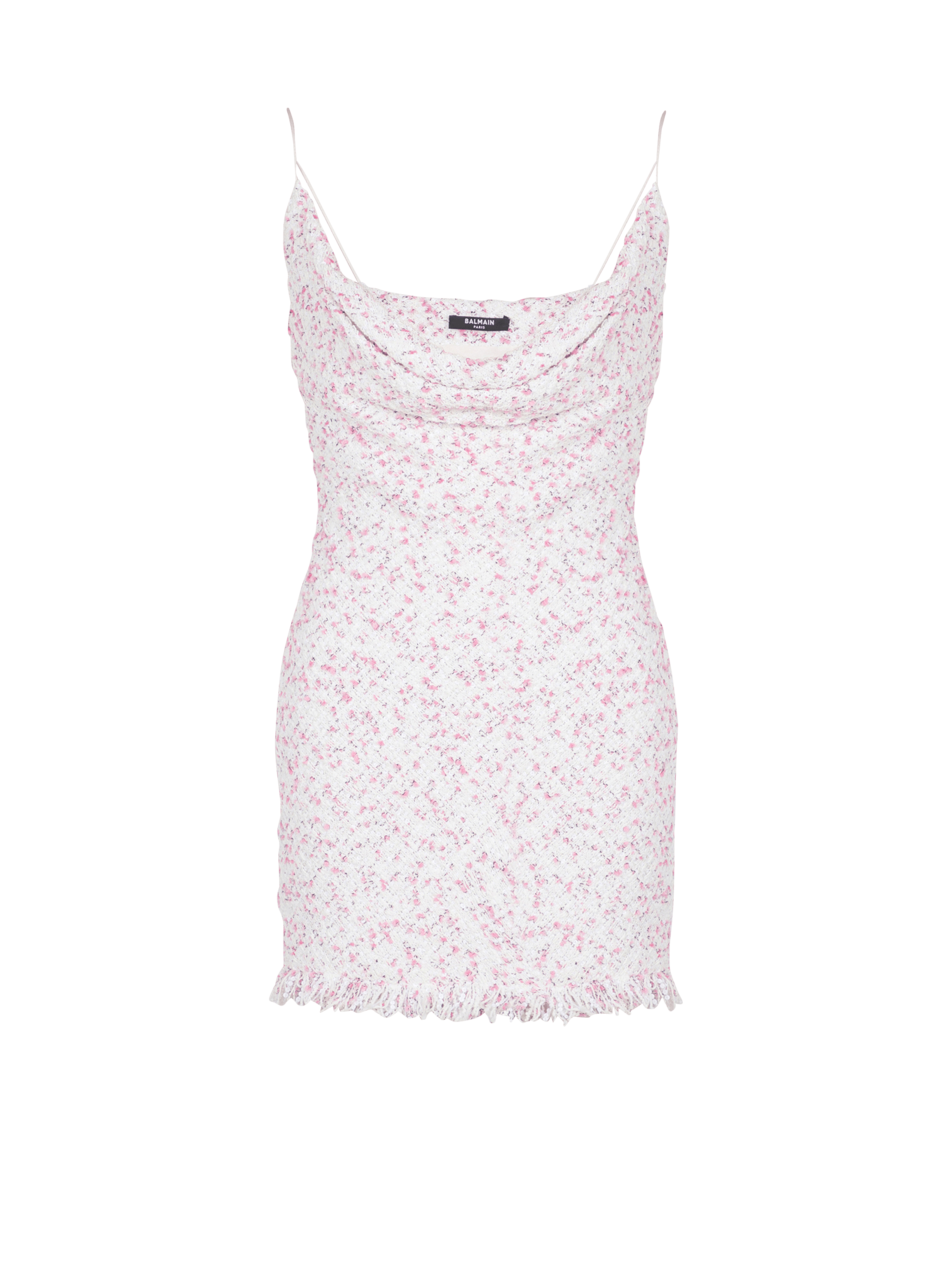 Thin Straps Polka Dot Tweed Short Dress