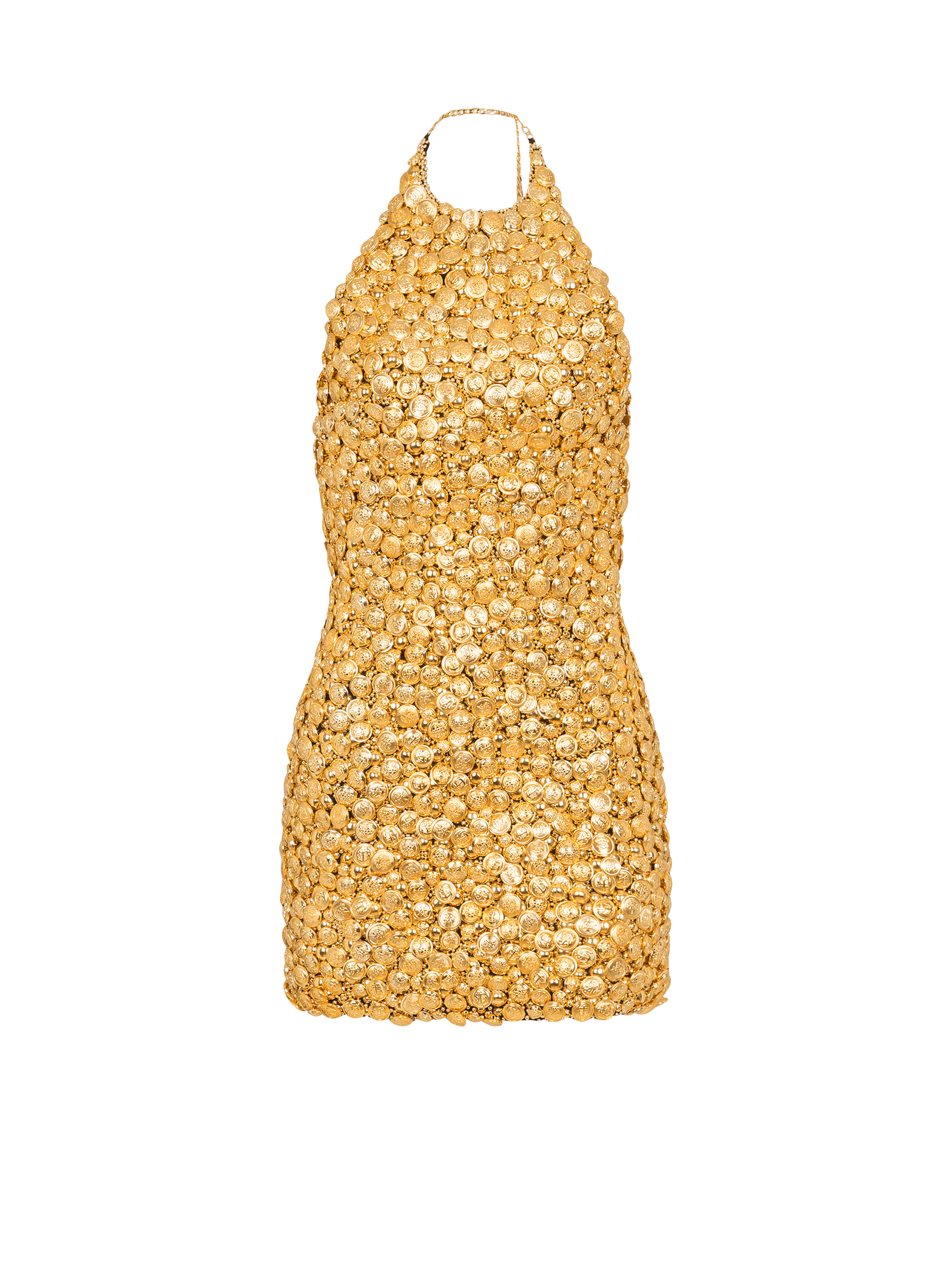 Halterneck All Over Emb Buttons Dress