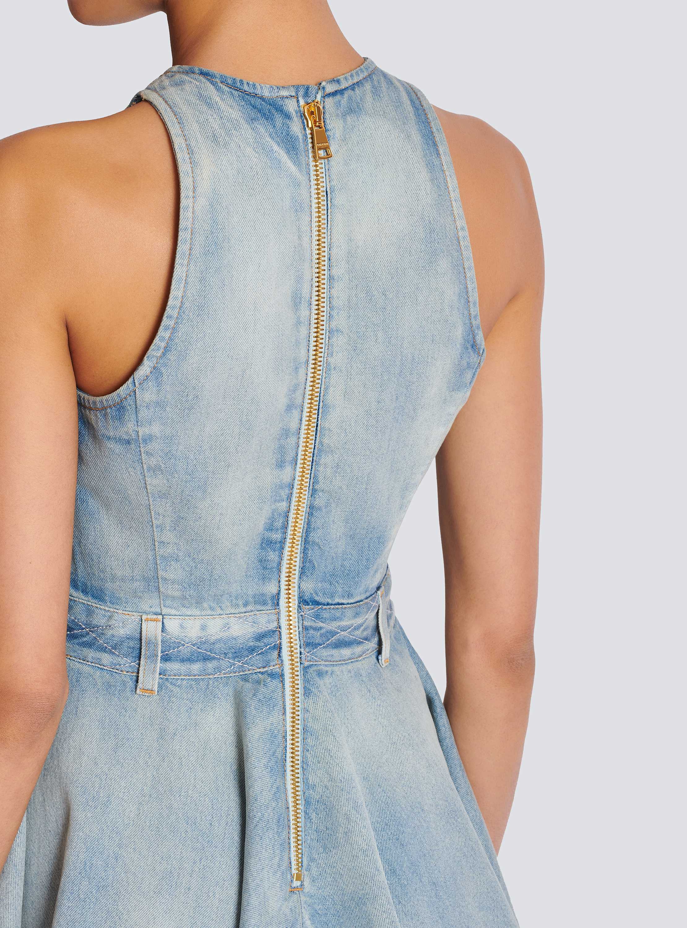 Sl Btn Flare Light Blue Denim Dress