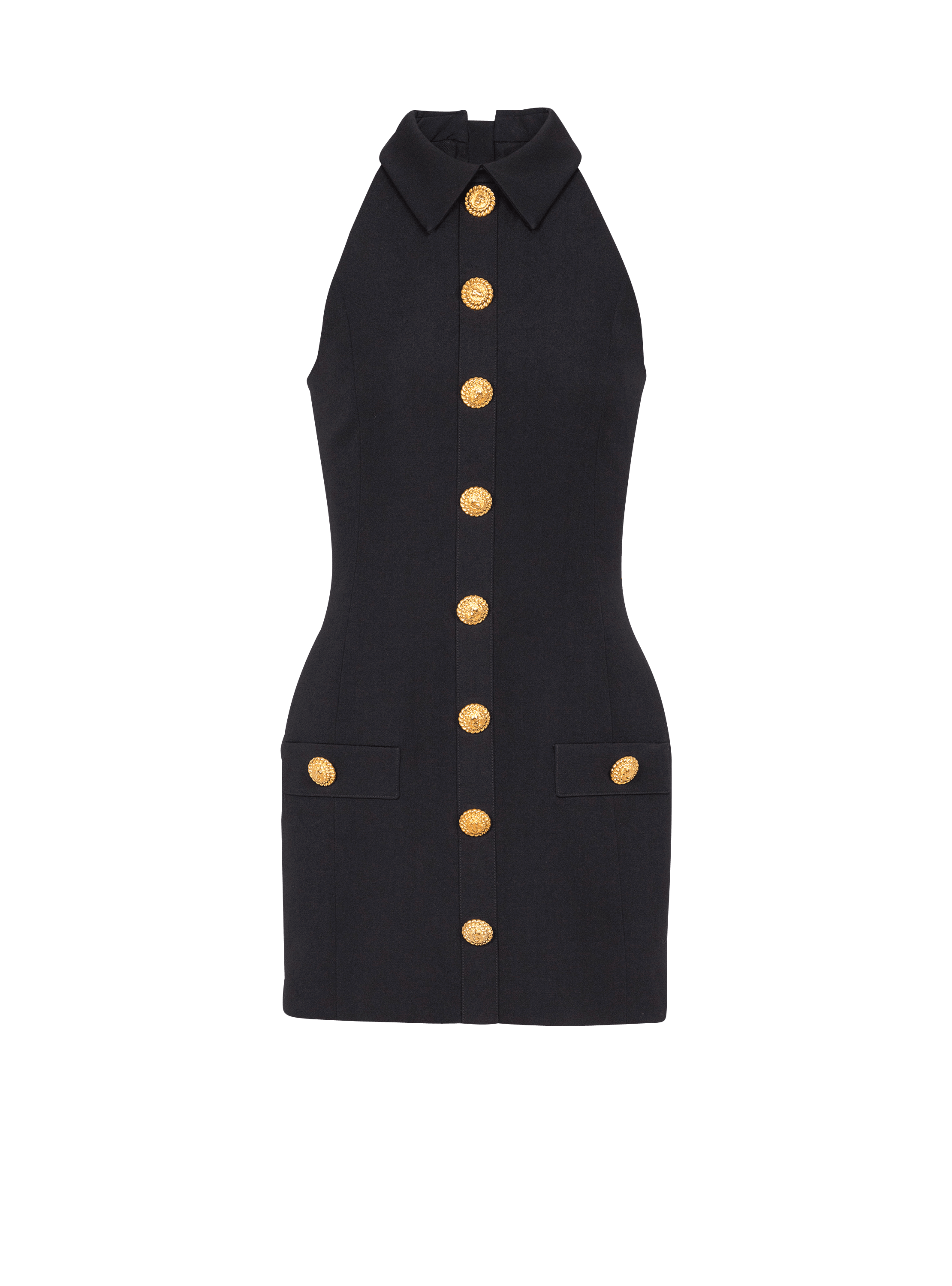 Short grain de poudre dress with buttons