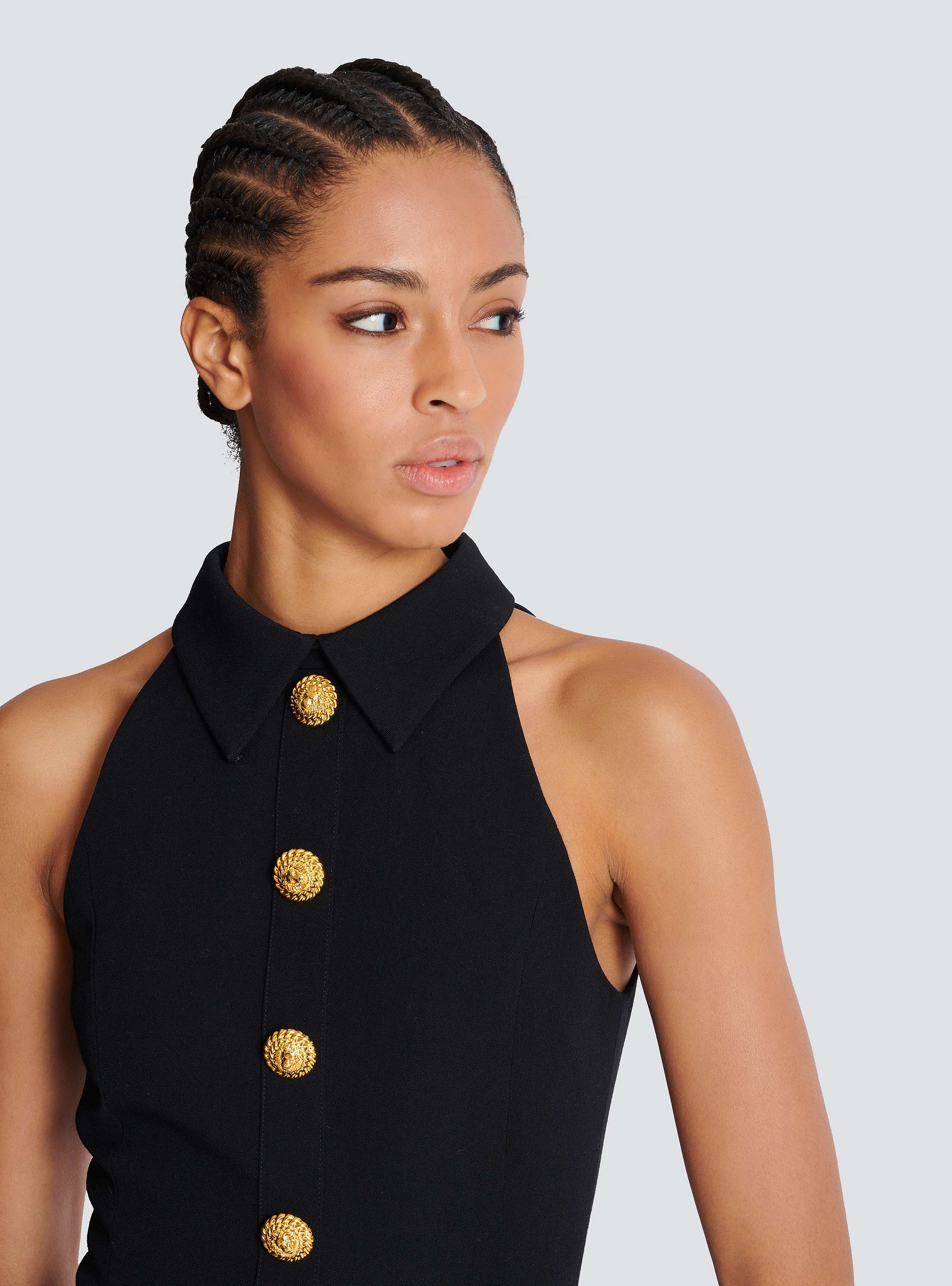 Short grain de poudre dress with buttons