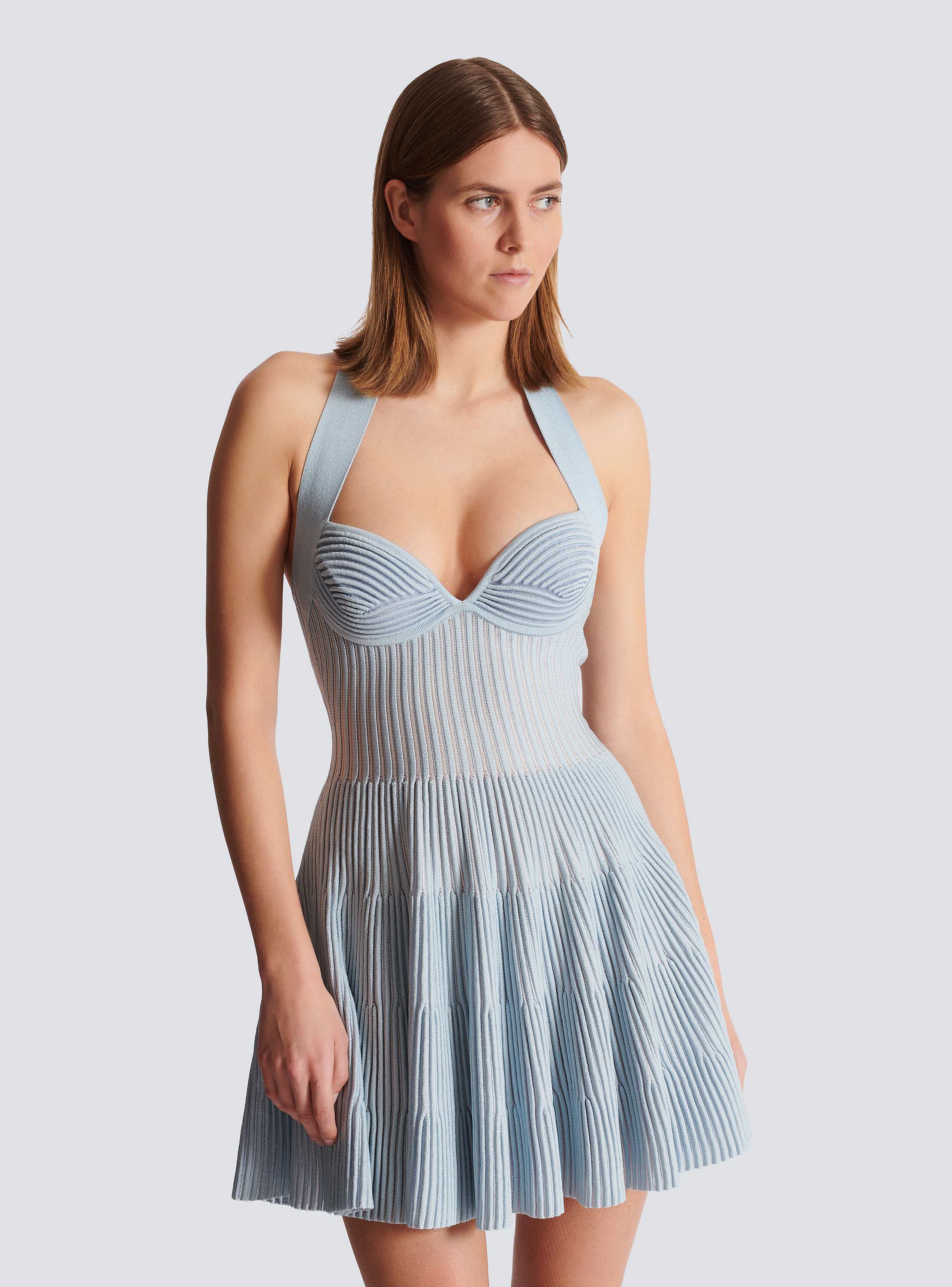 【関税&送料込】Balmain Dress Textured knit halterneck A-line dress - Women | BALMAIN