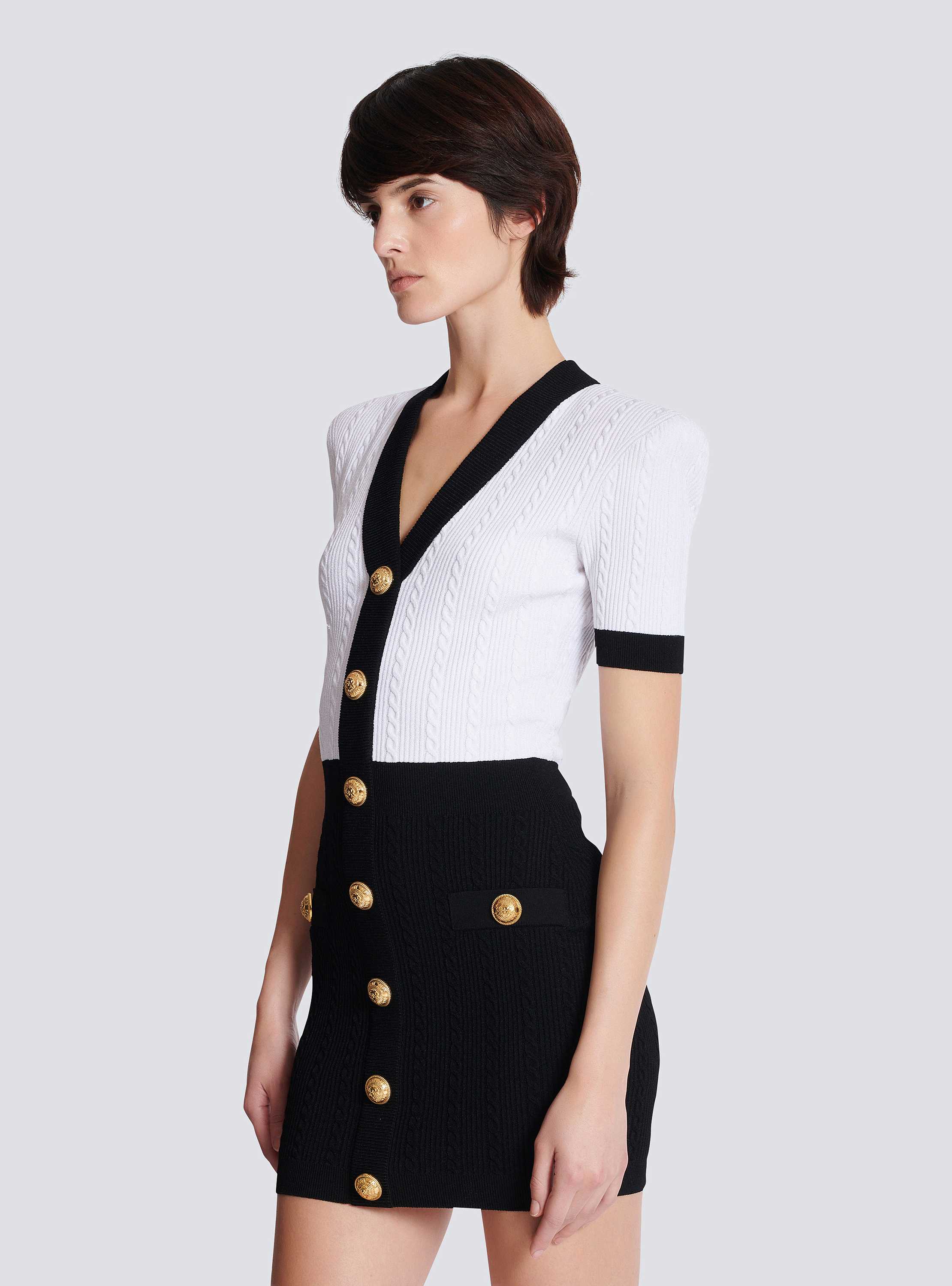 Two-tone cable-knit bodycon dress