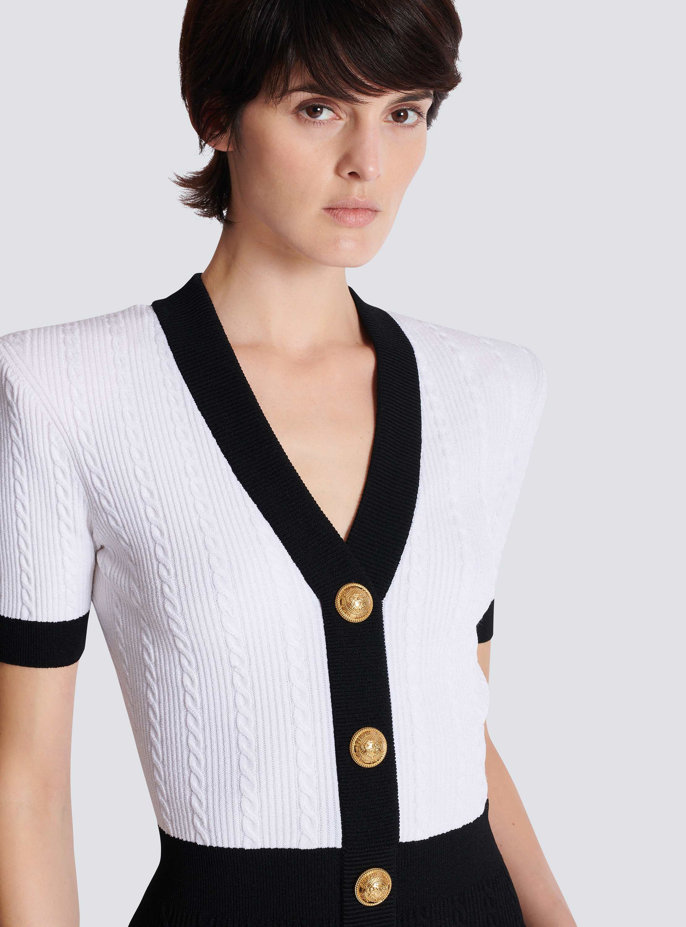 Two-tone cable-knit bodycon dress