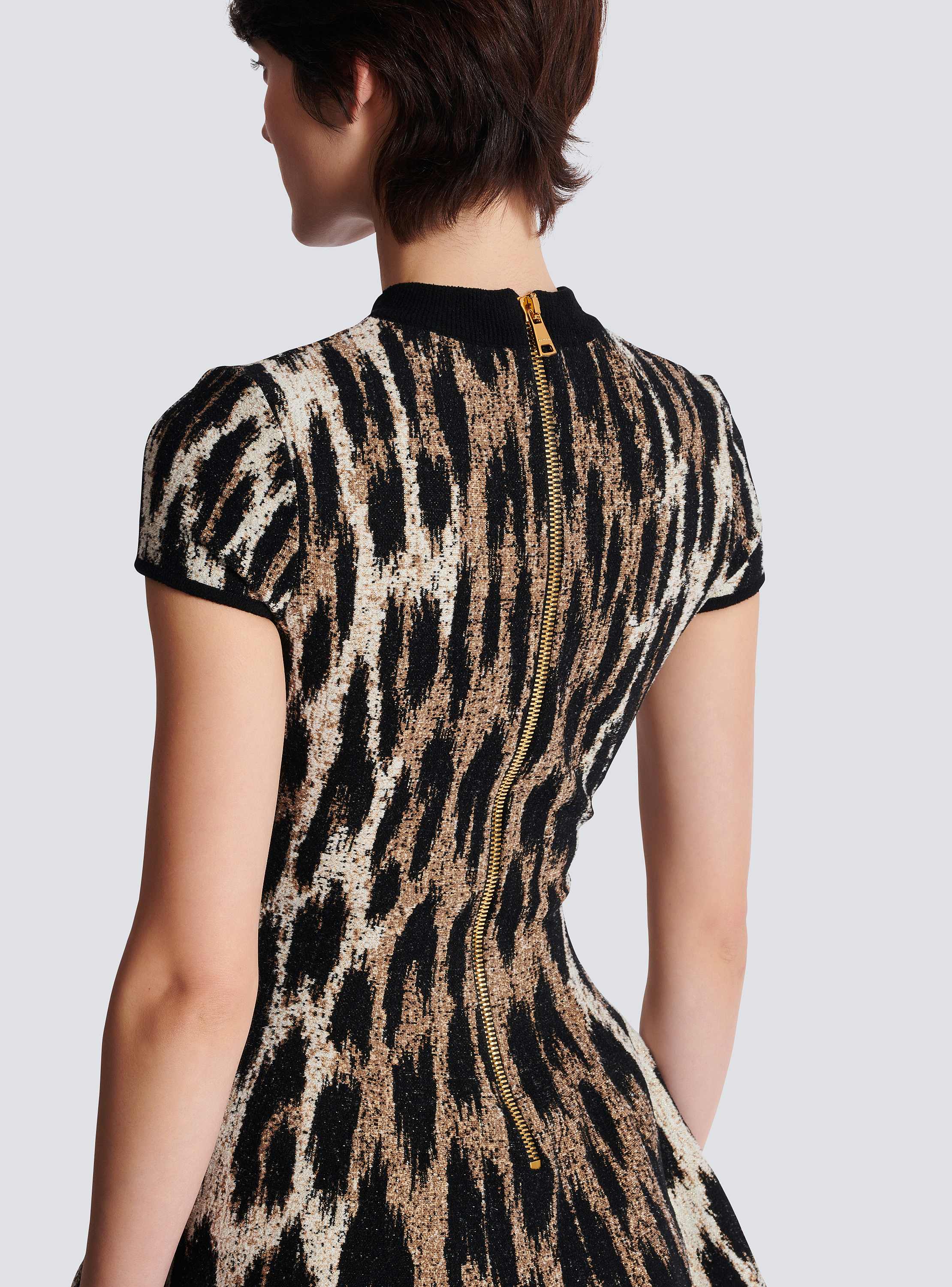 A-line leopard print jacquard dress