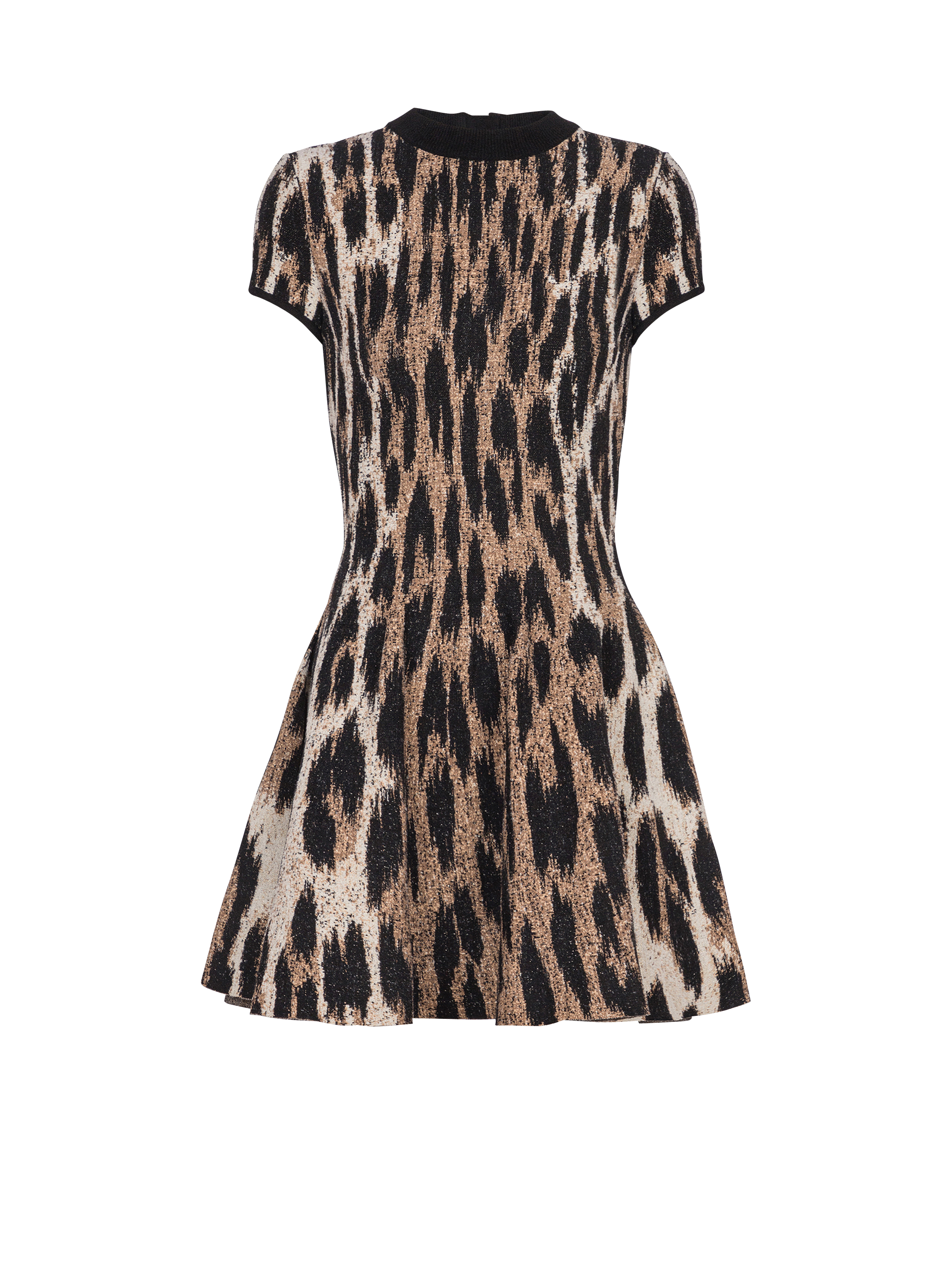 A-line leopard print jacquard dress
