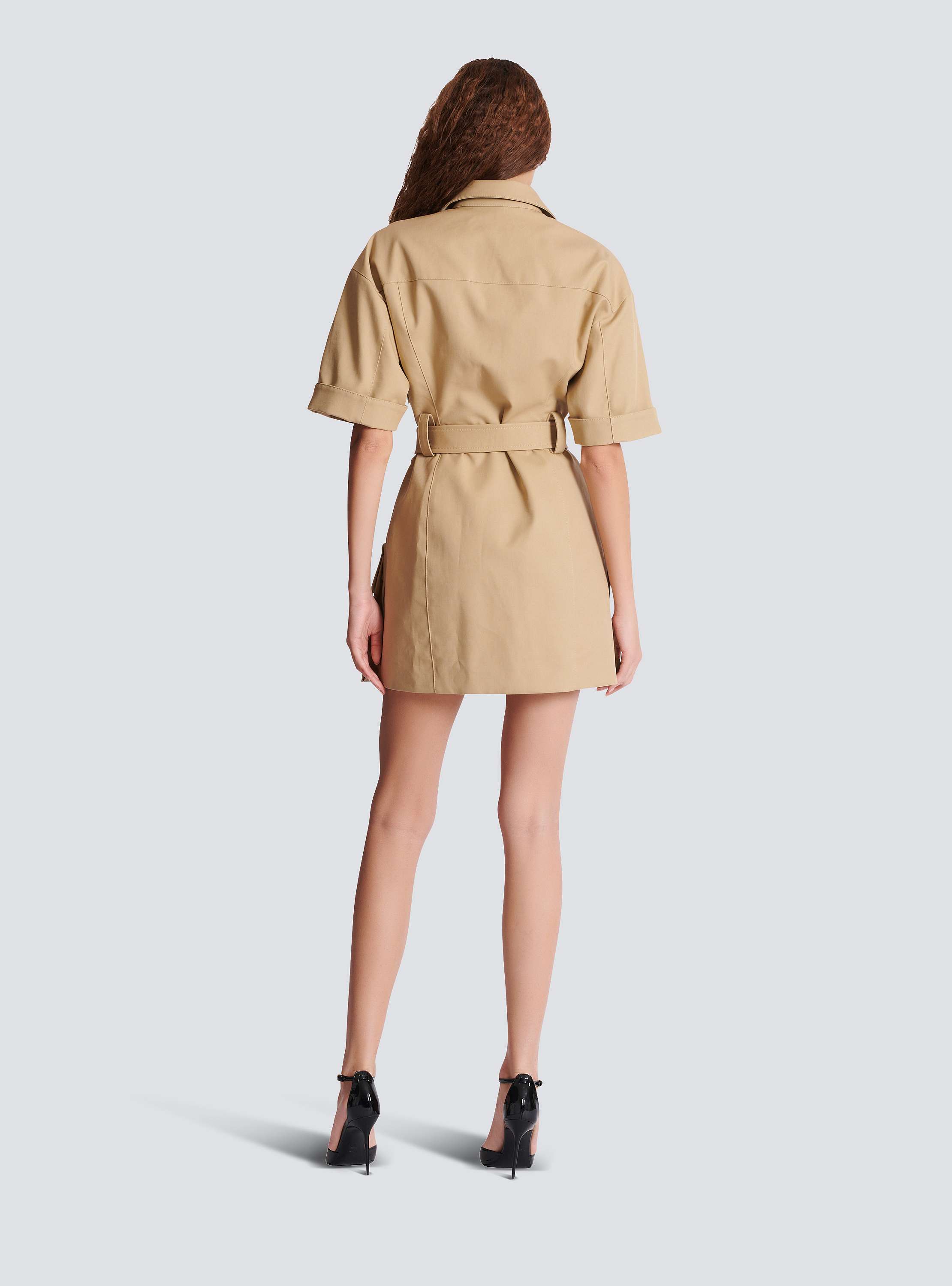 【関税＆送料込み】Balmain Cotton Gabardine Short Dress Short cotton gabardine lace-up dress - Women | BALMAIN