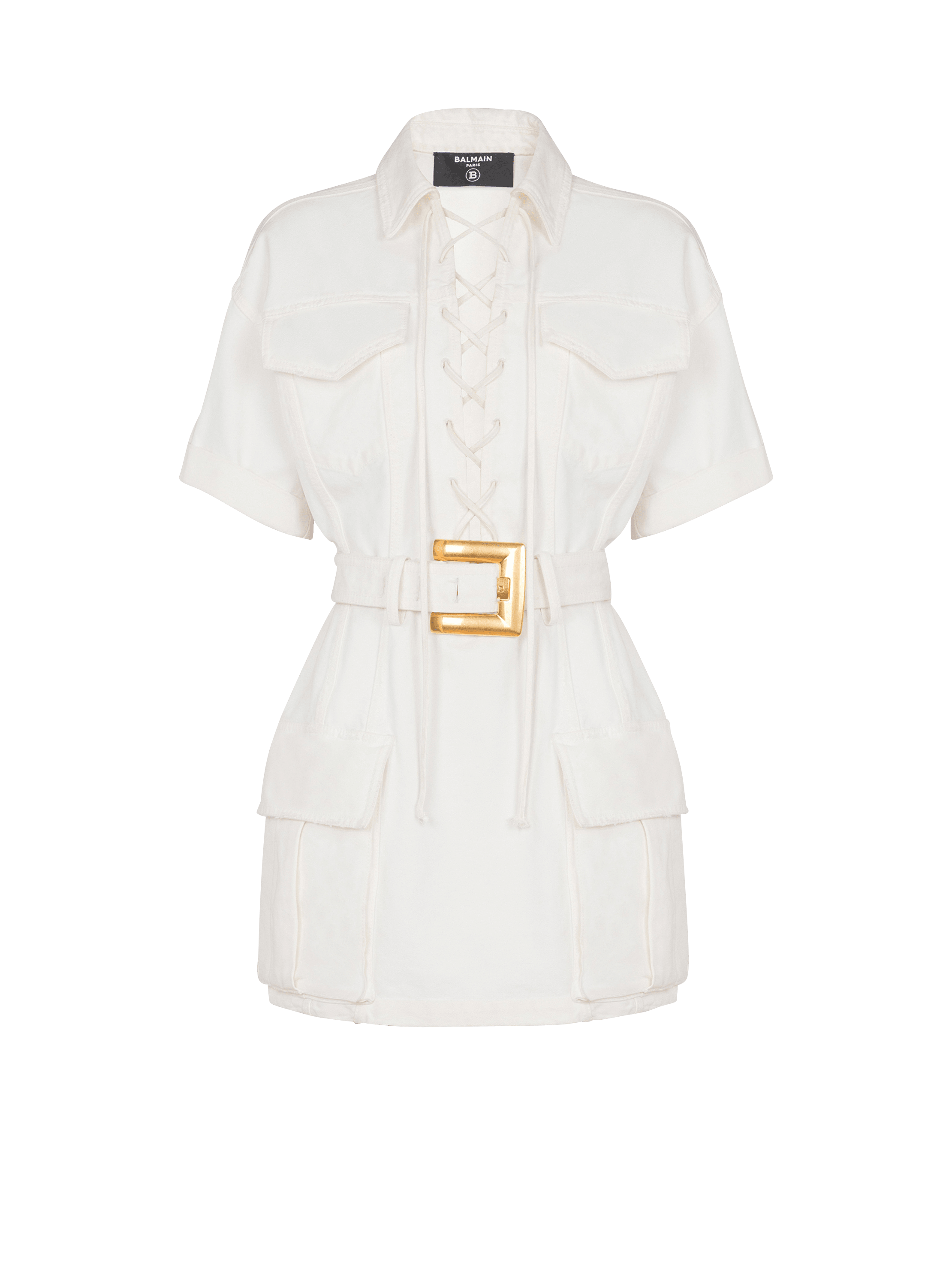 Short lace-up canvas dress