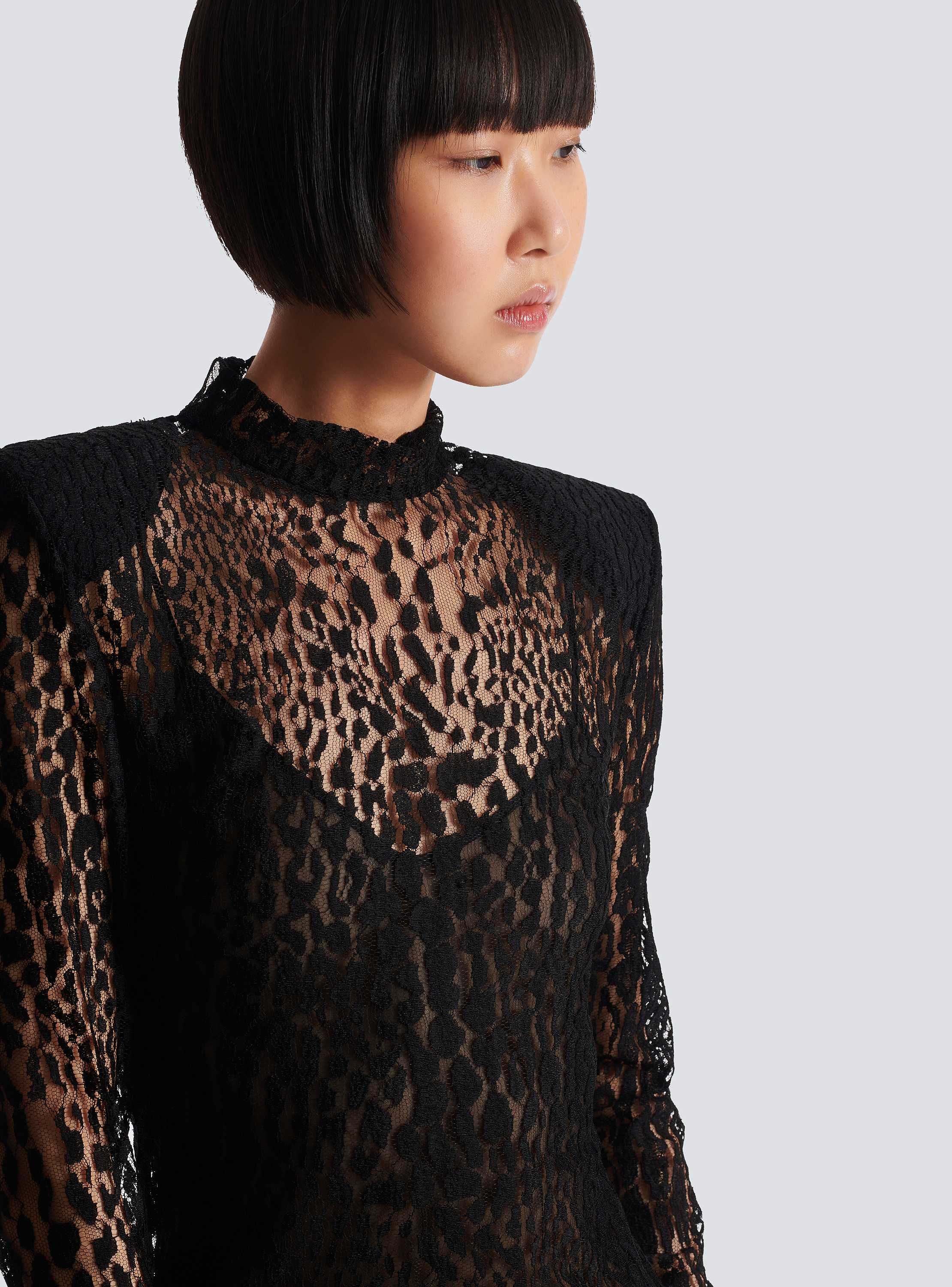 Leopard pattern lace bodycon dress