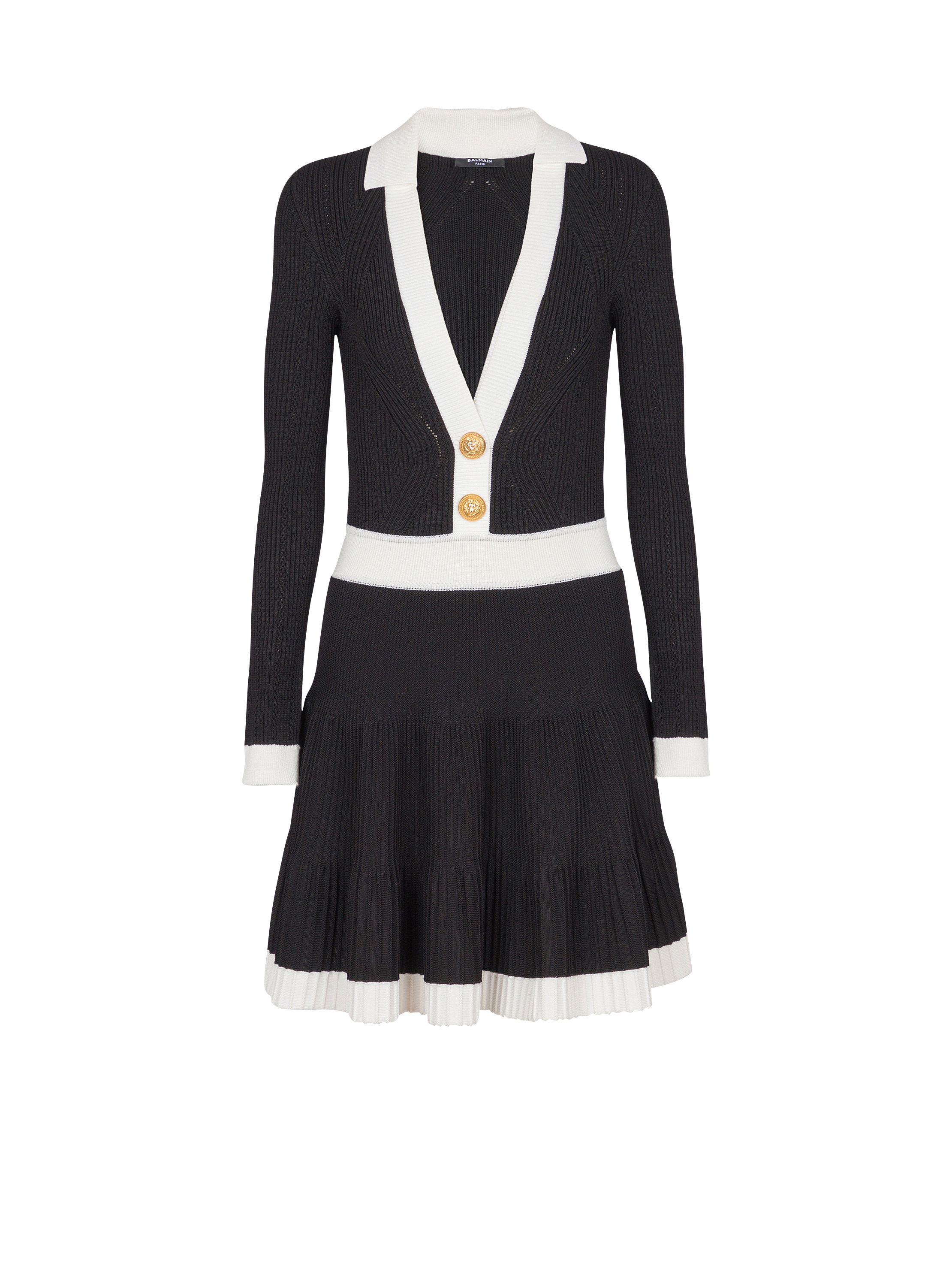 Ls V-Neck Flare Knit Dress