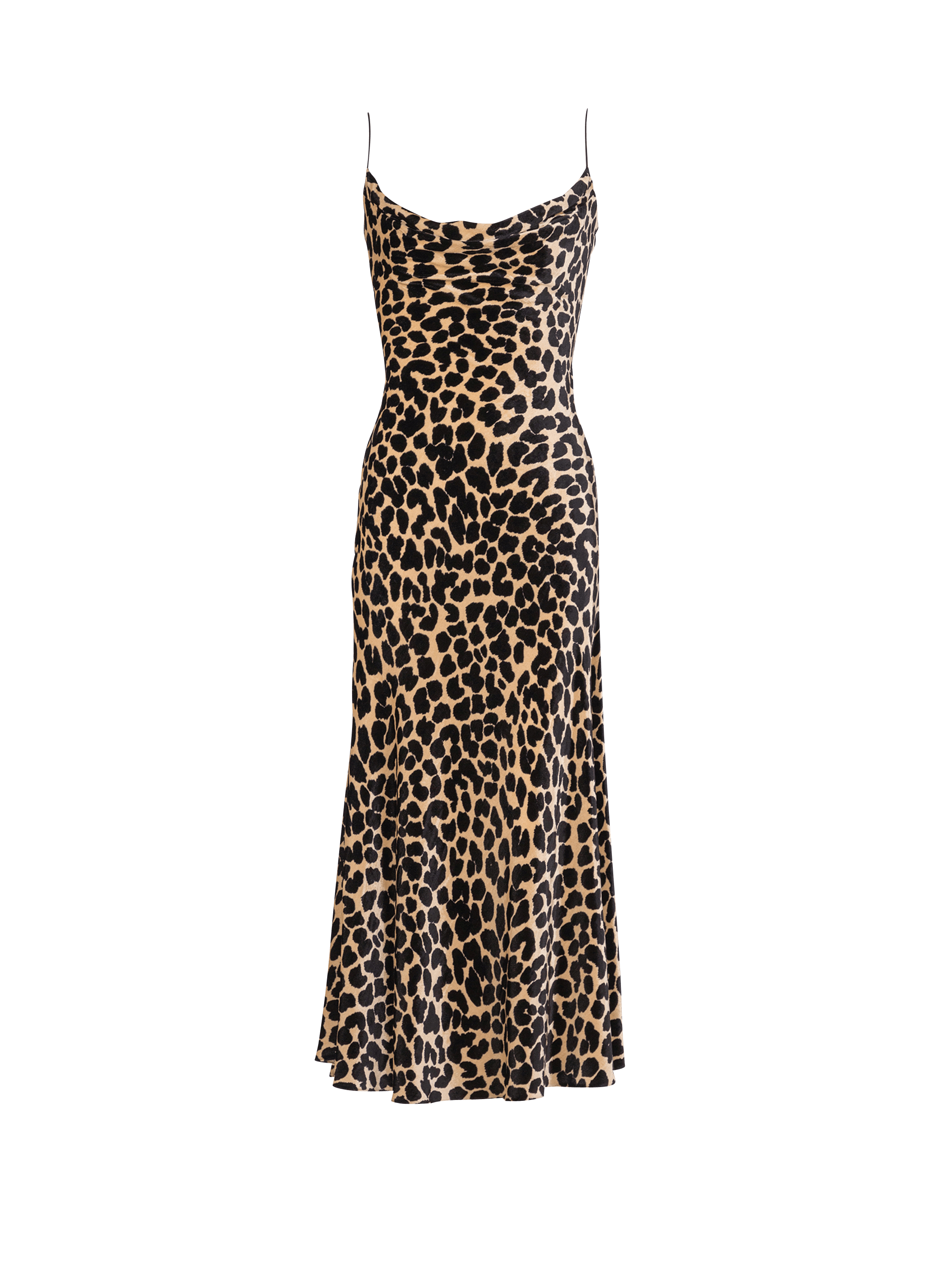 Flowing leopard print velvet dress