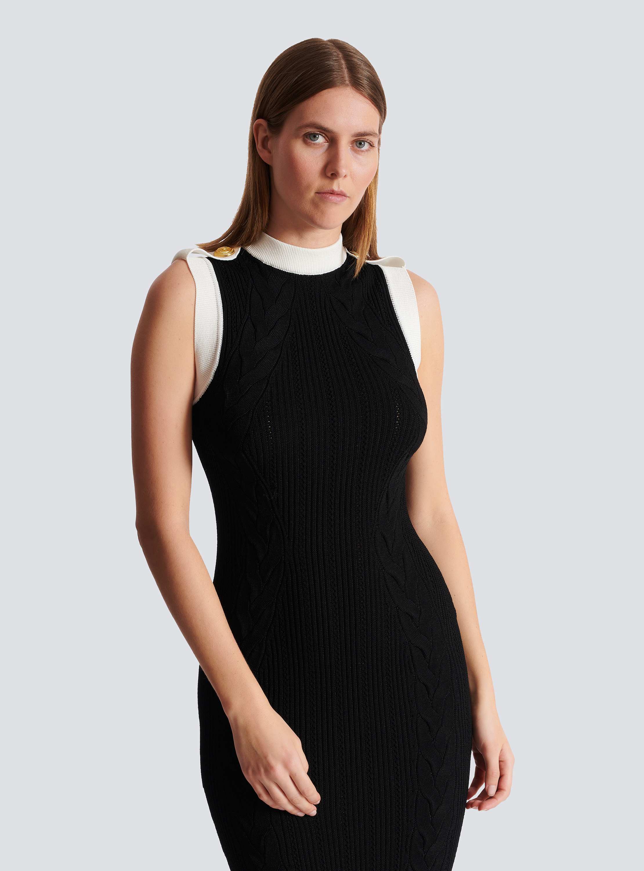 スカート BALMAIN Two-tone knit dress Two-tone A-line knit dress black - Women | BALMAIN