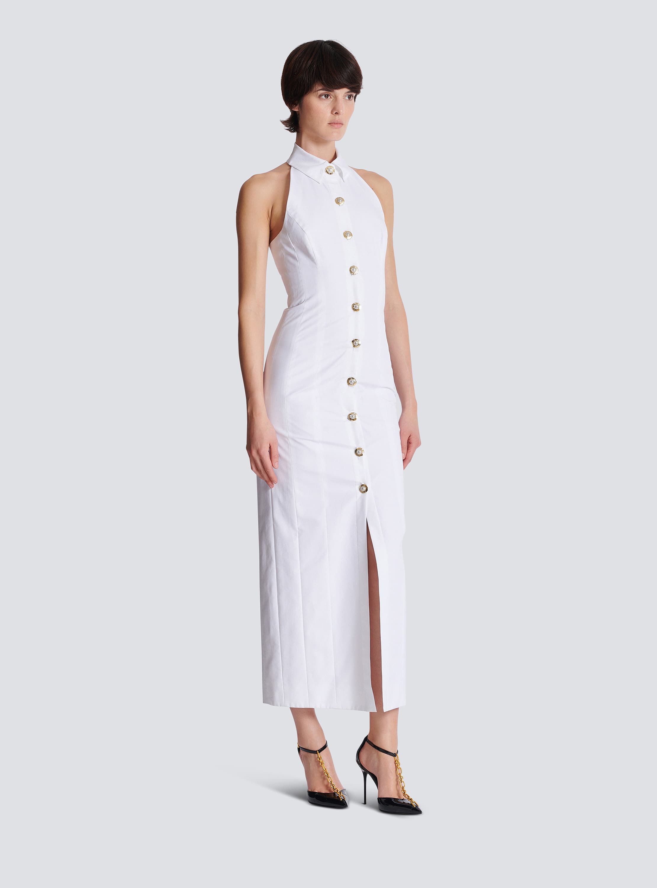 Bodycon backless poplin dress 