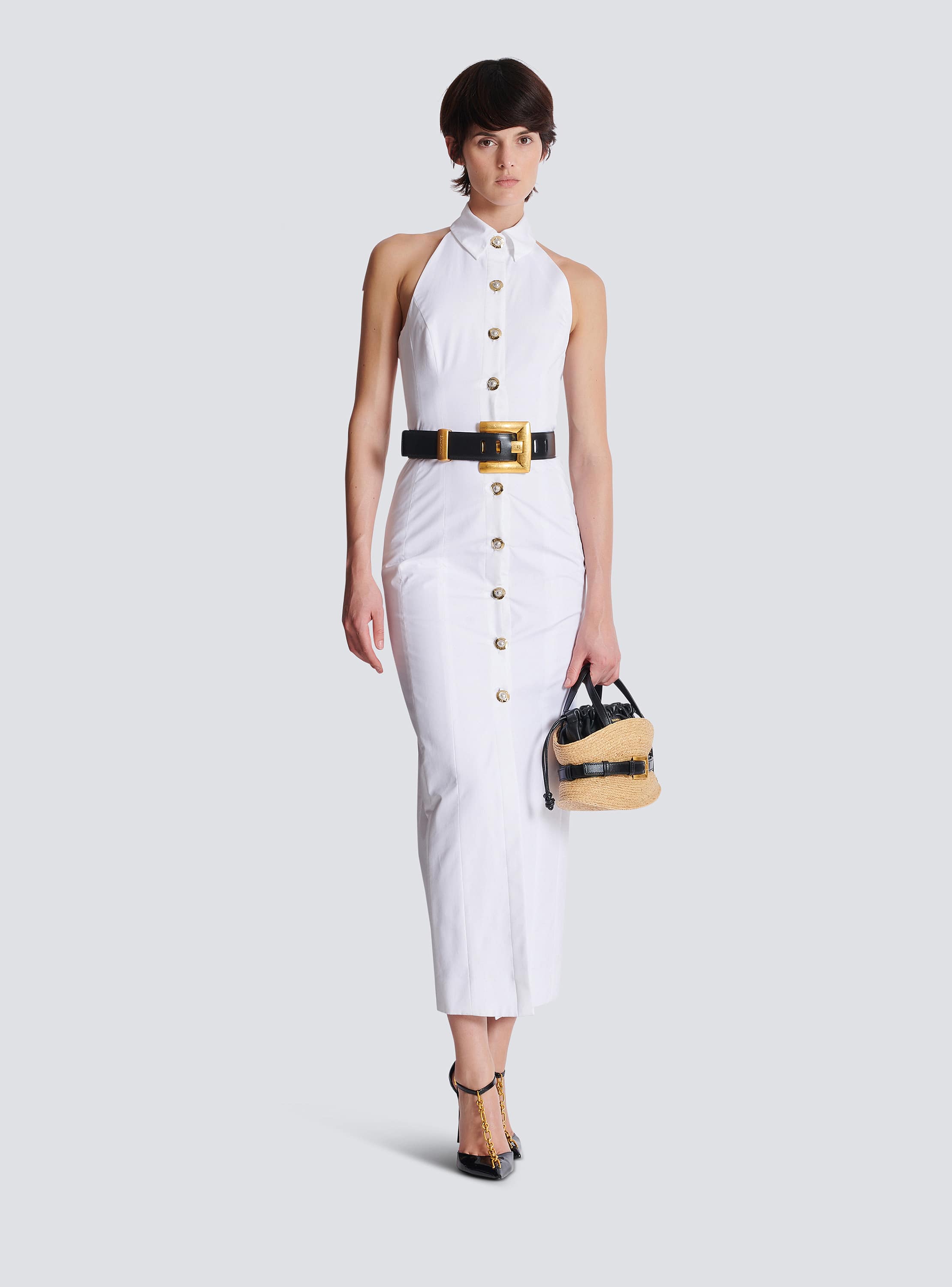 Bodycon backless poplin dress 