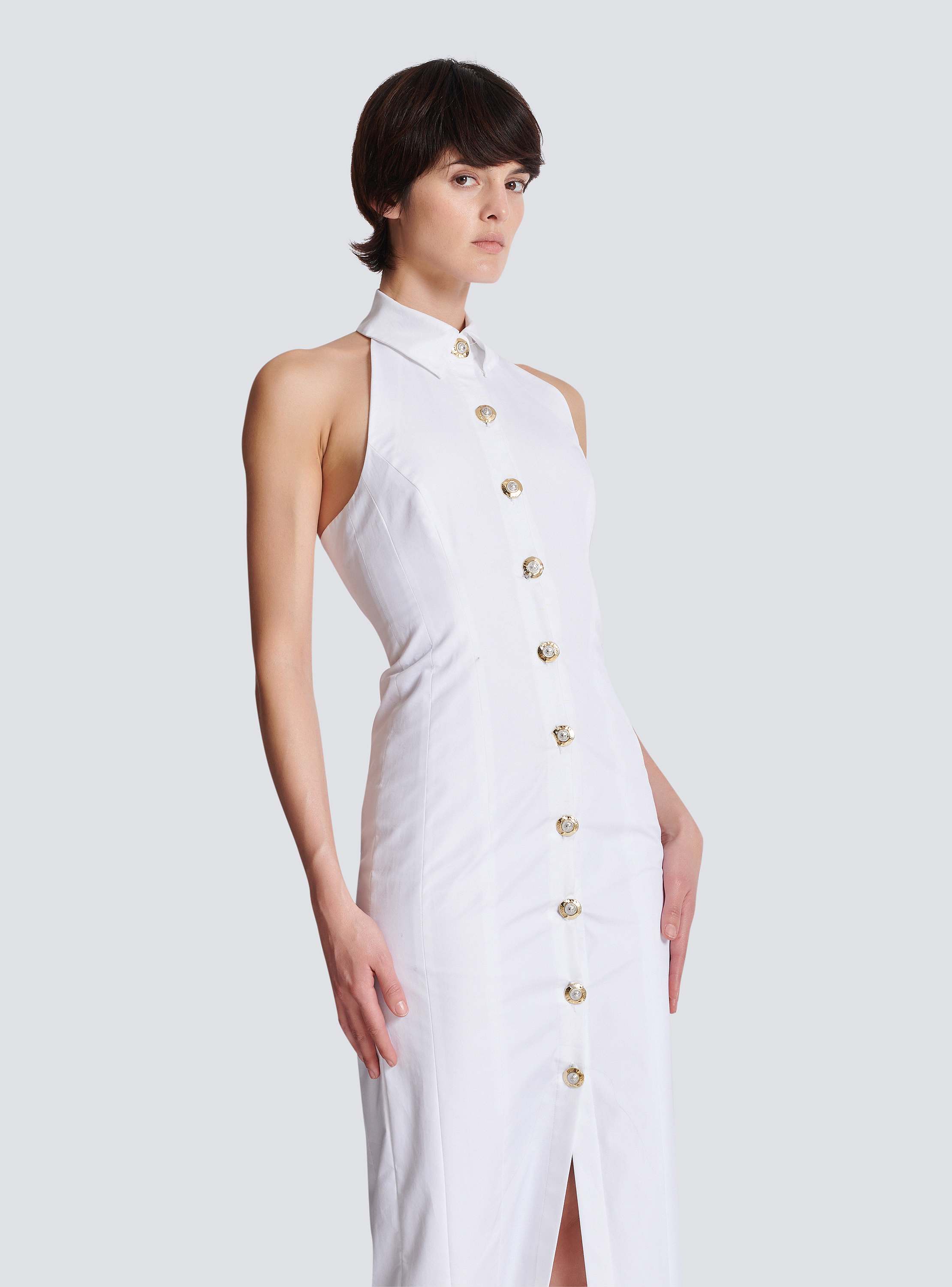 Bodycon backless poplin dress 