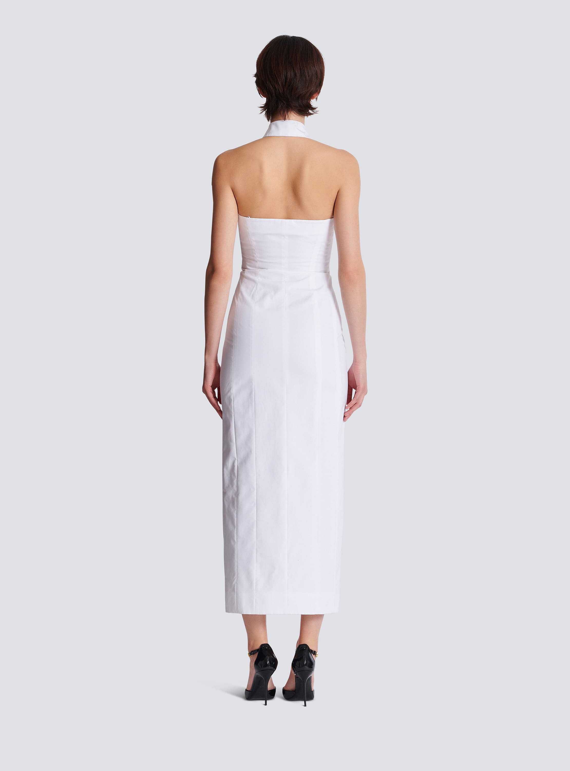 Bodycon backless poplin dress 