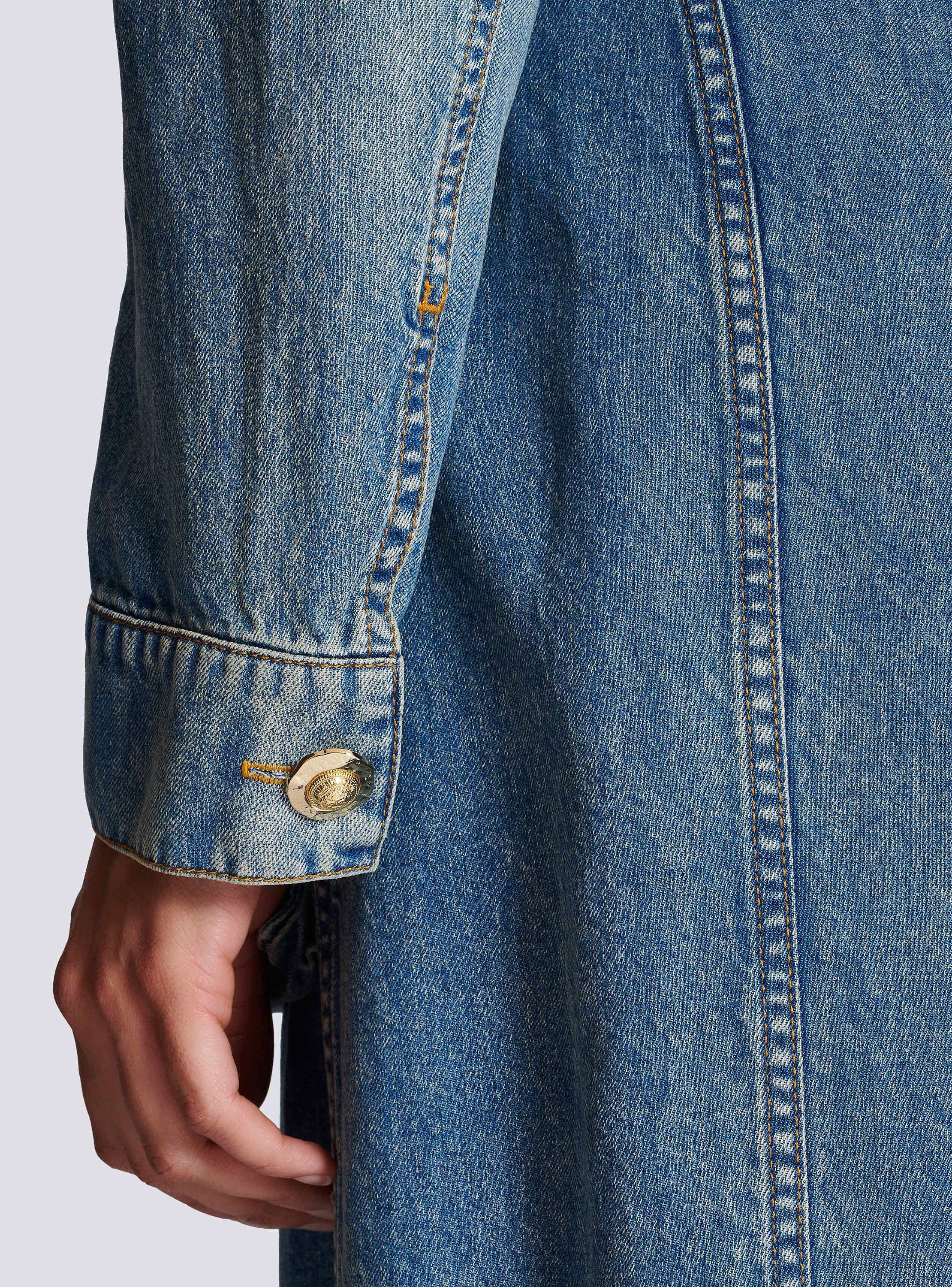 Belted 4 Pkts Long Denim Dress