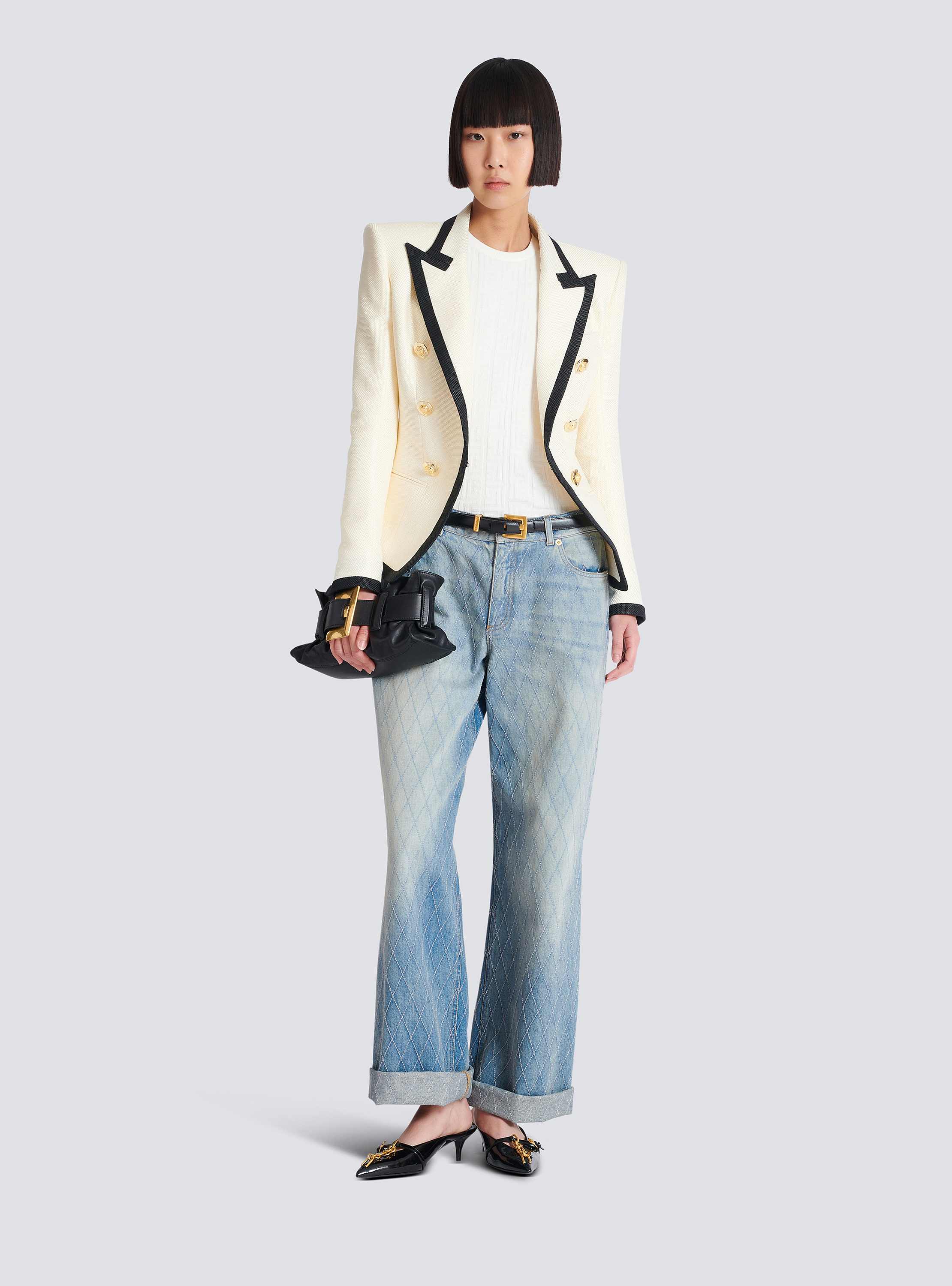 Fitted two-tone basketweave jacket - Women | BALMAIN