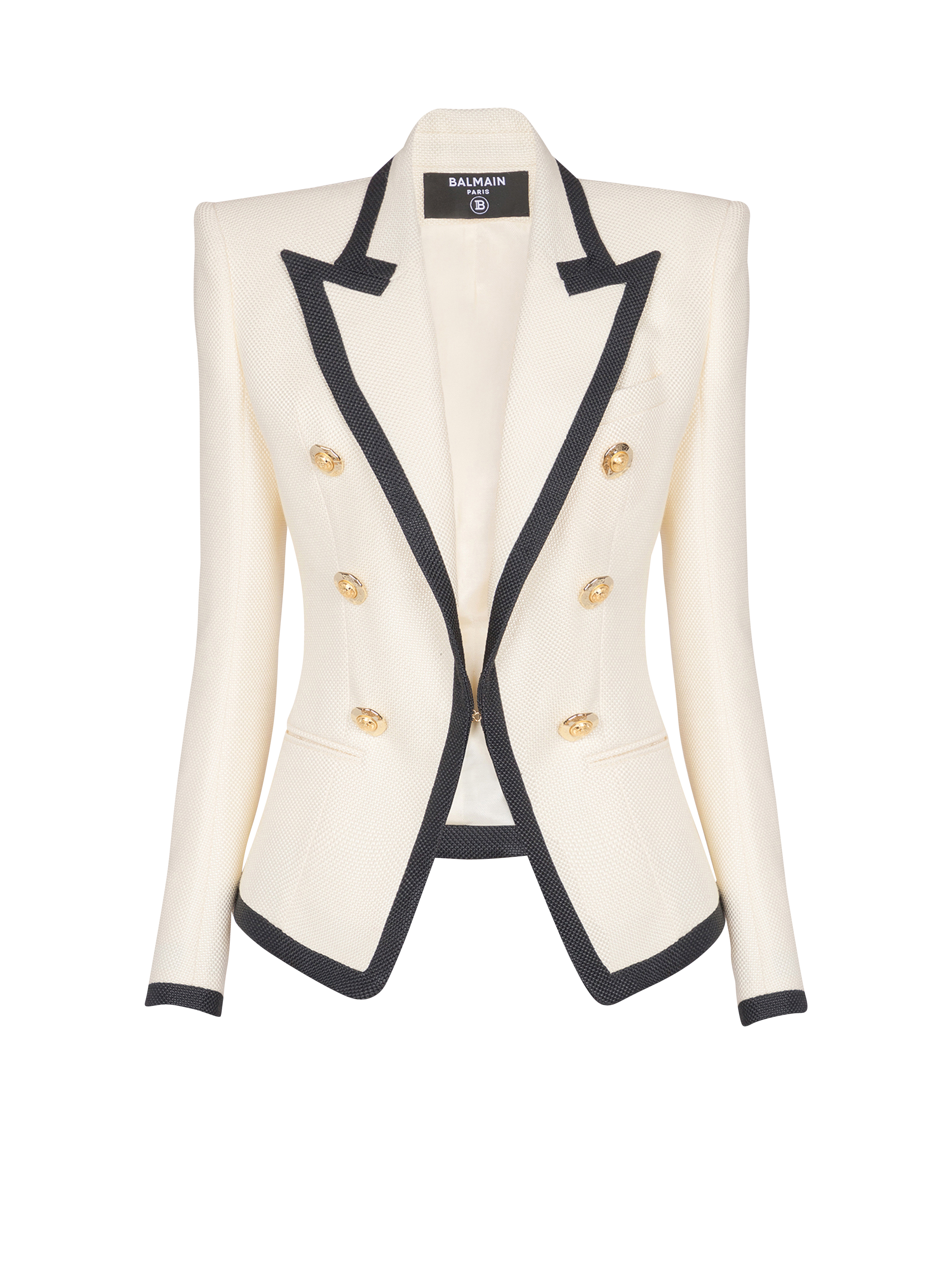 Fitted two-tone basketweave jacket