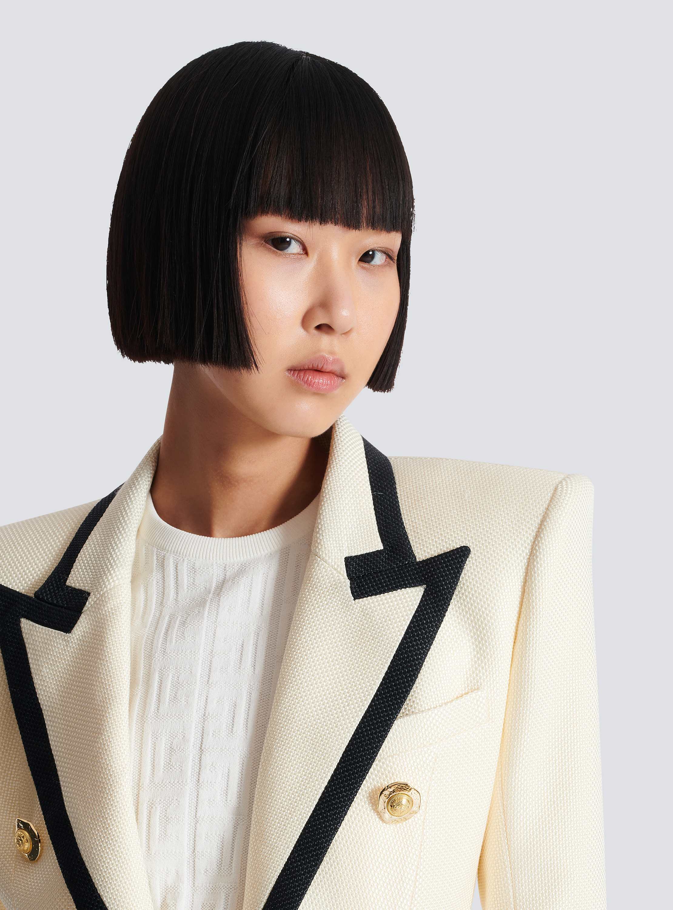 Fitted two-tone basketweave jacket - Women | BALMAIN
