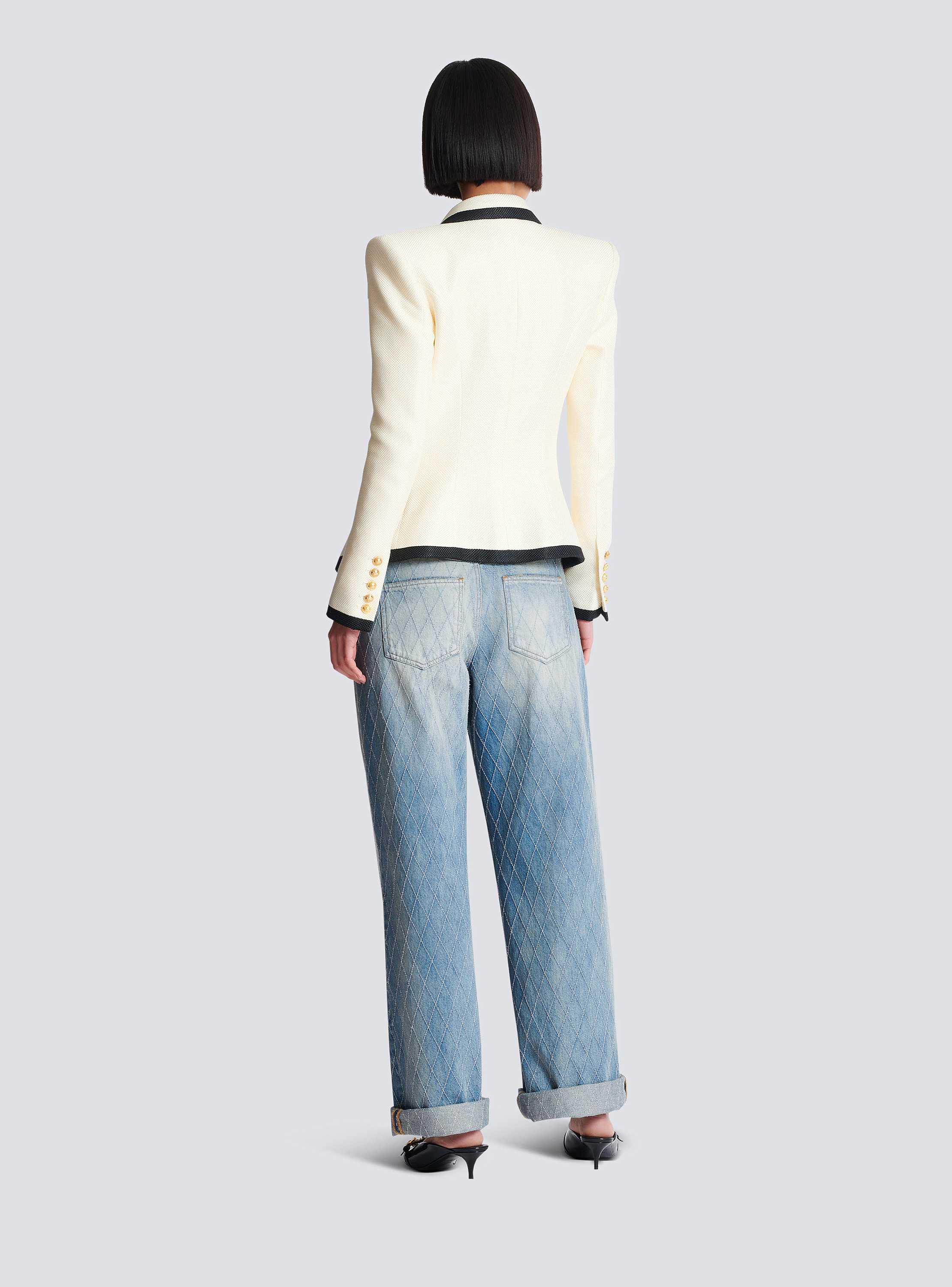 Fitted two-tone basketweave jacket