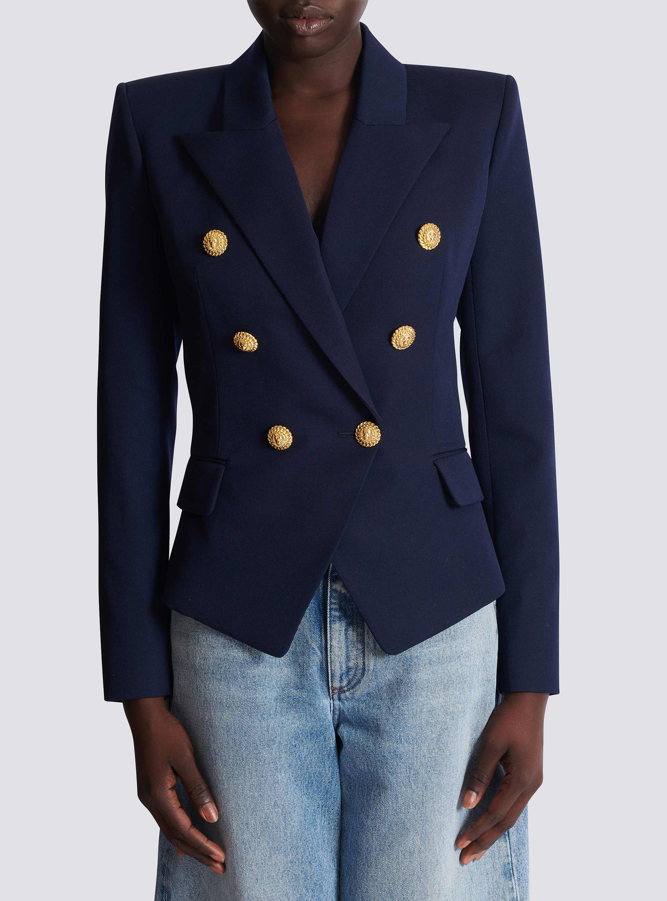 Fitted wool 6-button jacket navy navy - Women | BALMAIN