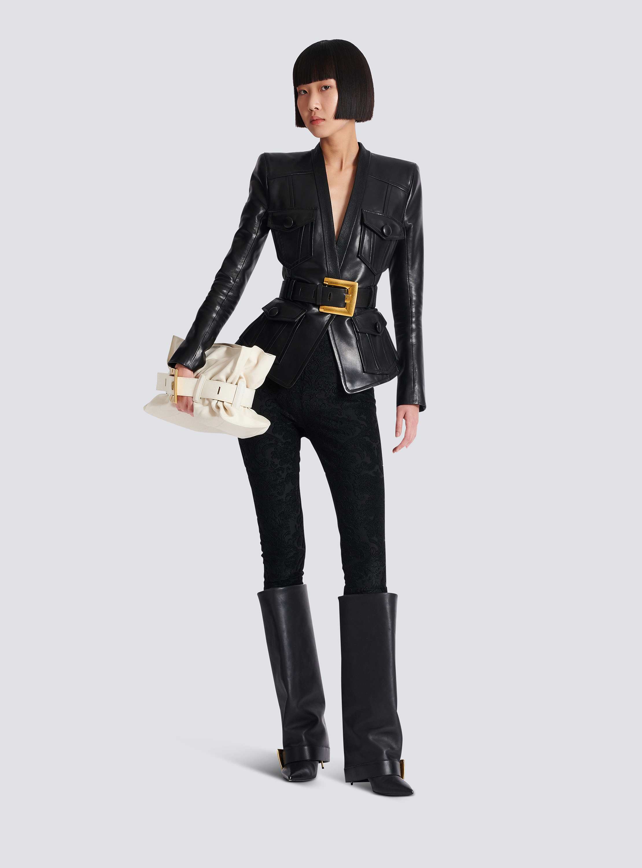 1-button belted leather jacket - Women | BALMAIN