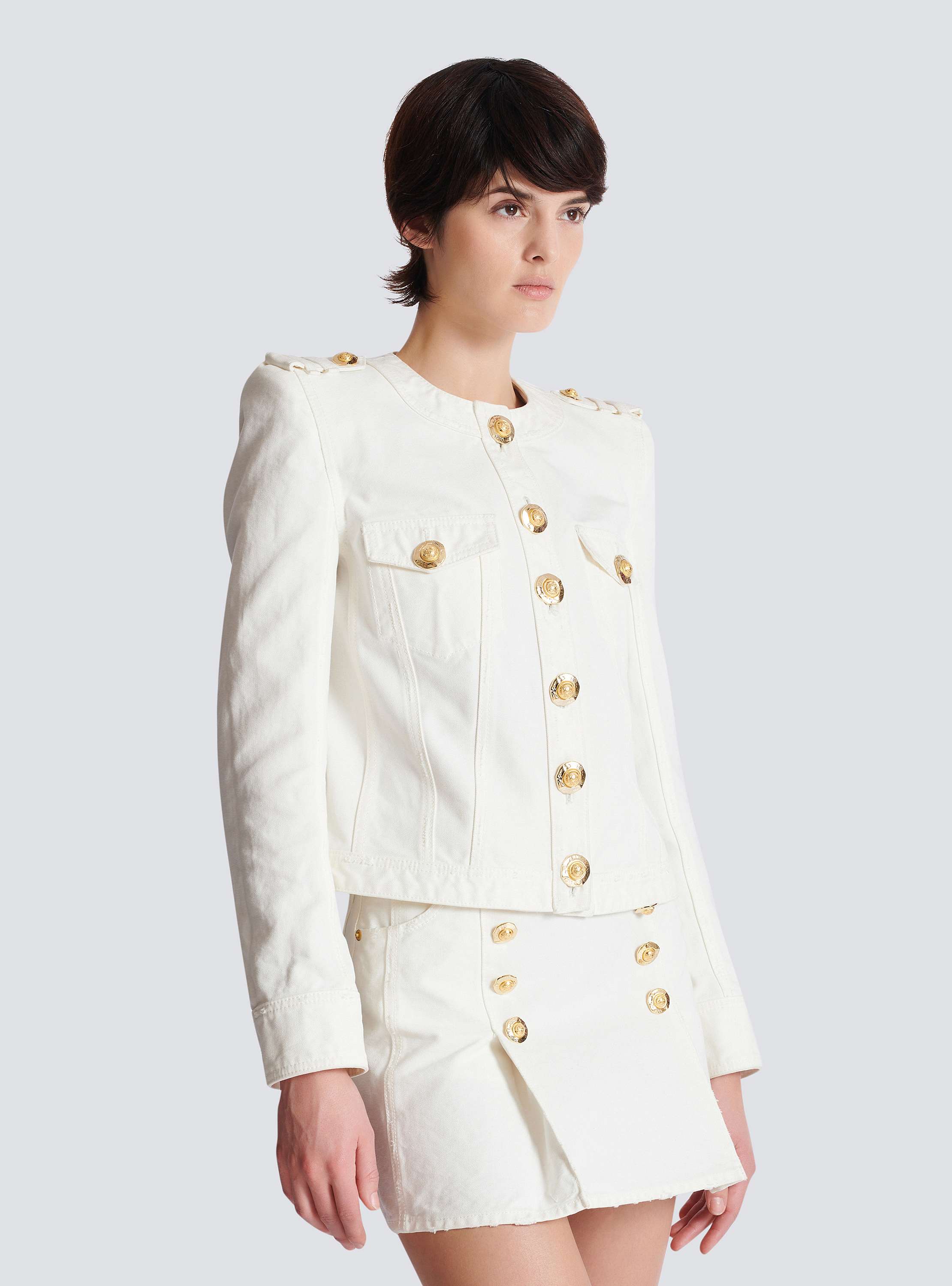 Cropped cotton canvas jacket - Women | BALMAIN