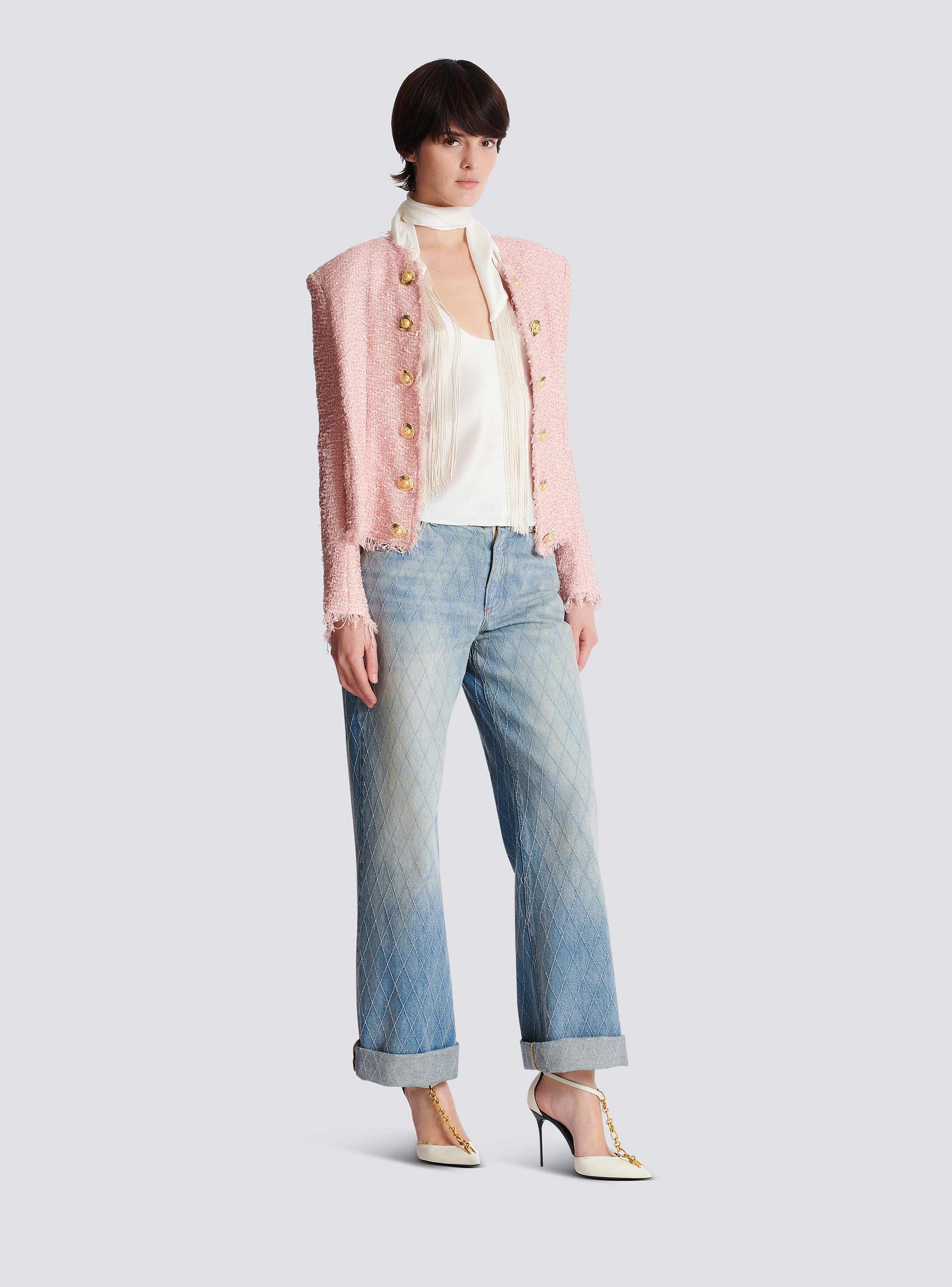 ジャケット BALMAIN FW25 Pink tweed blazer (FF1SM508XL01 4CU) Edge-to-edge sequin tweed jacket pink pink - Women | BALMAIN
