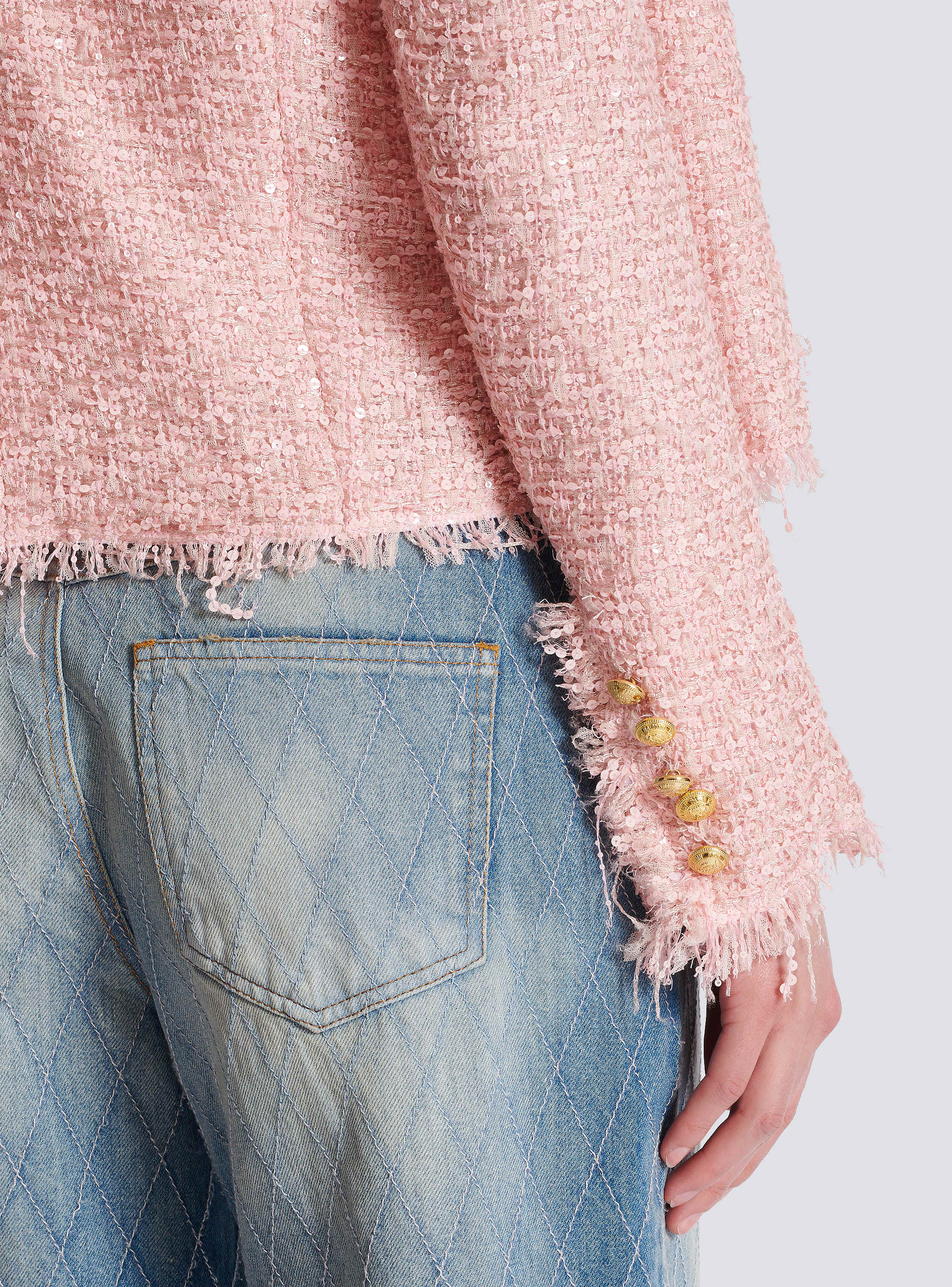 Edge-to-edge sequin tweed jacket - Women | BALMAIN