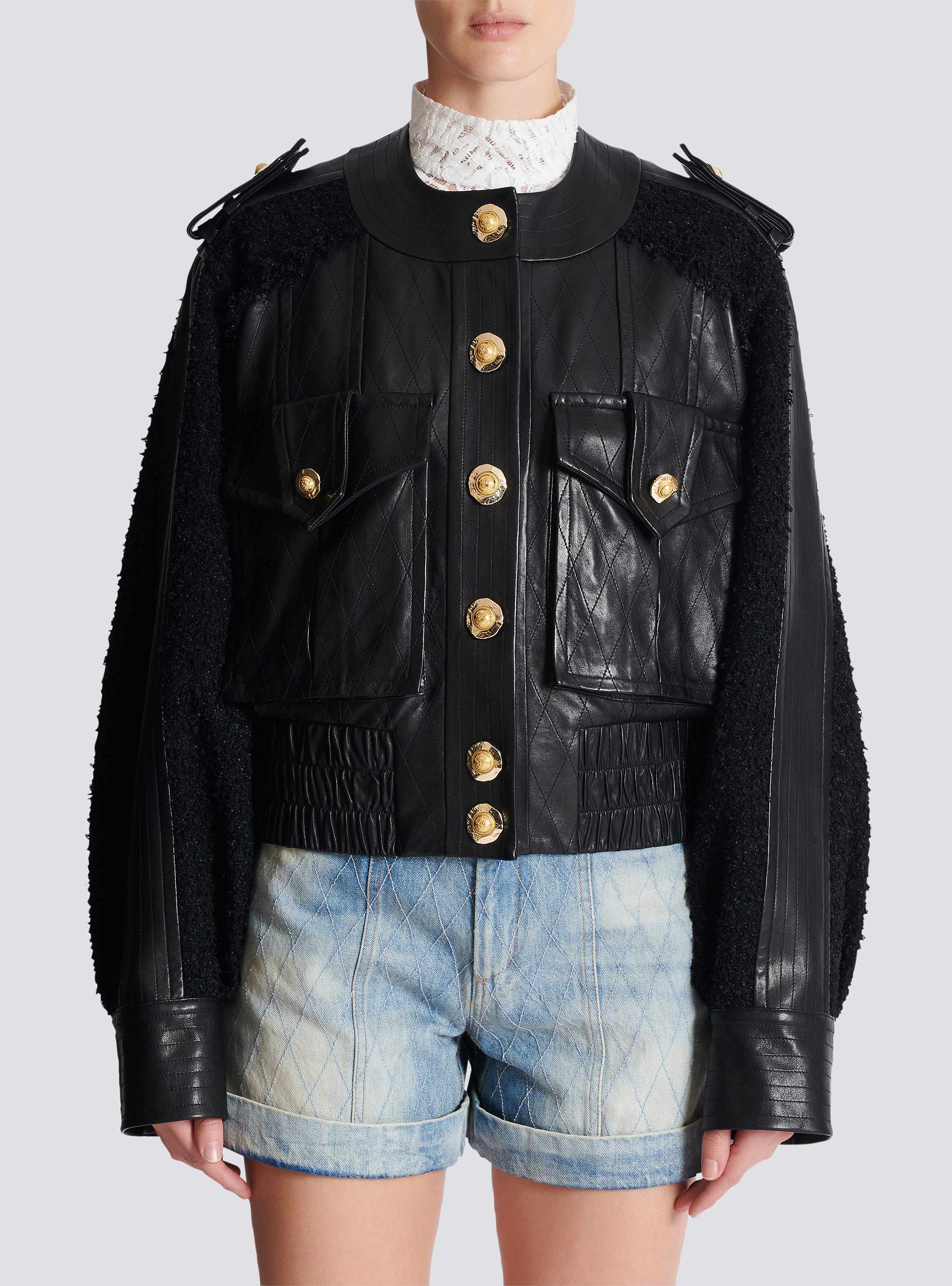 ジャケット・アウター sheller Leather combination tweed jacket sheller Leather combination tweed jacket