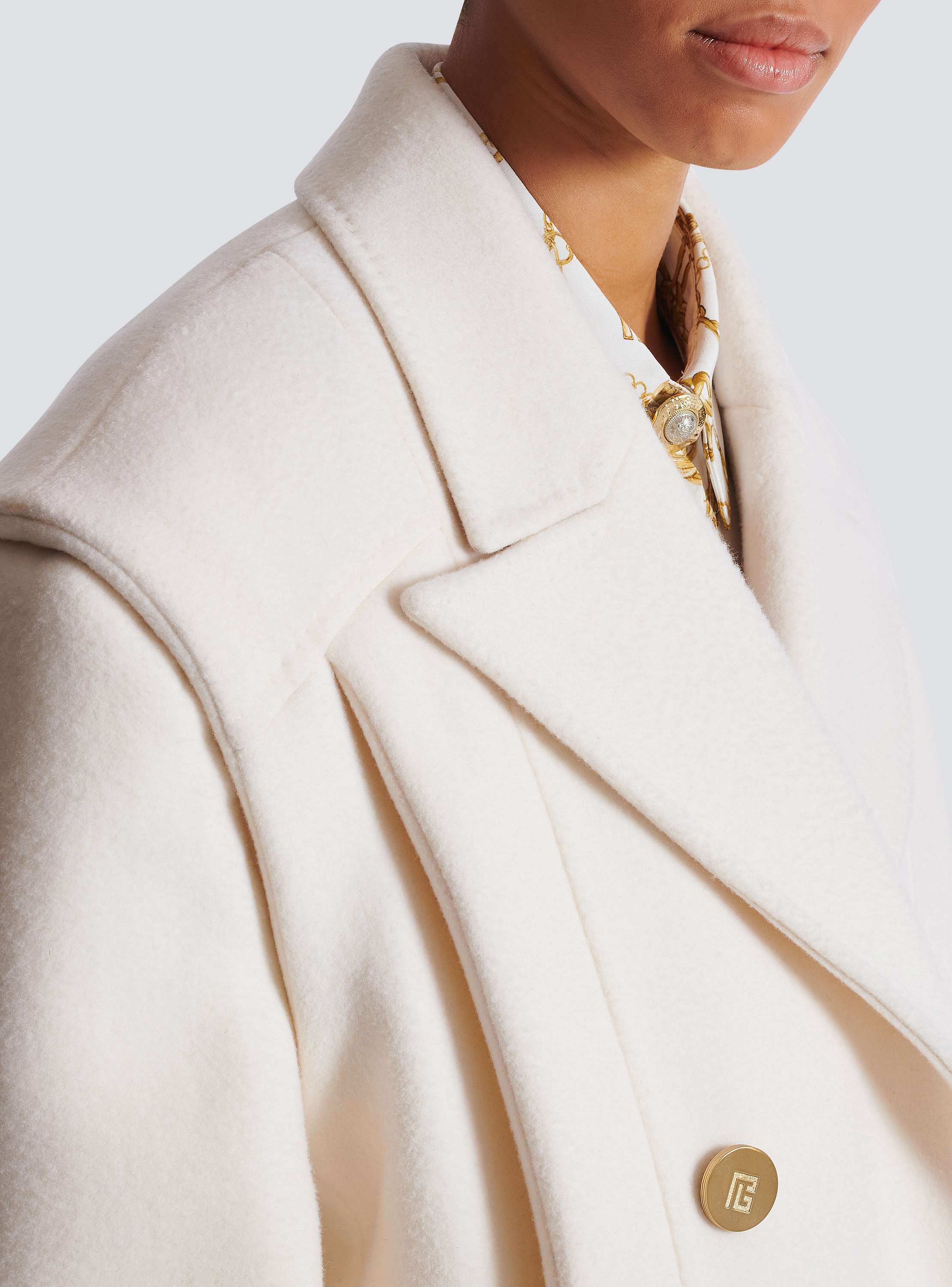 Cropped wool reefer jacket