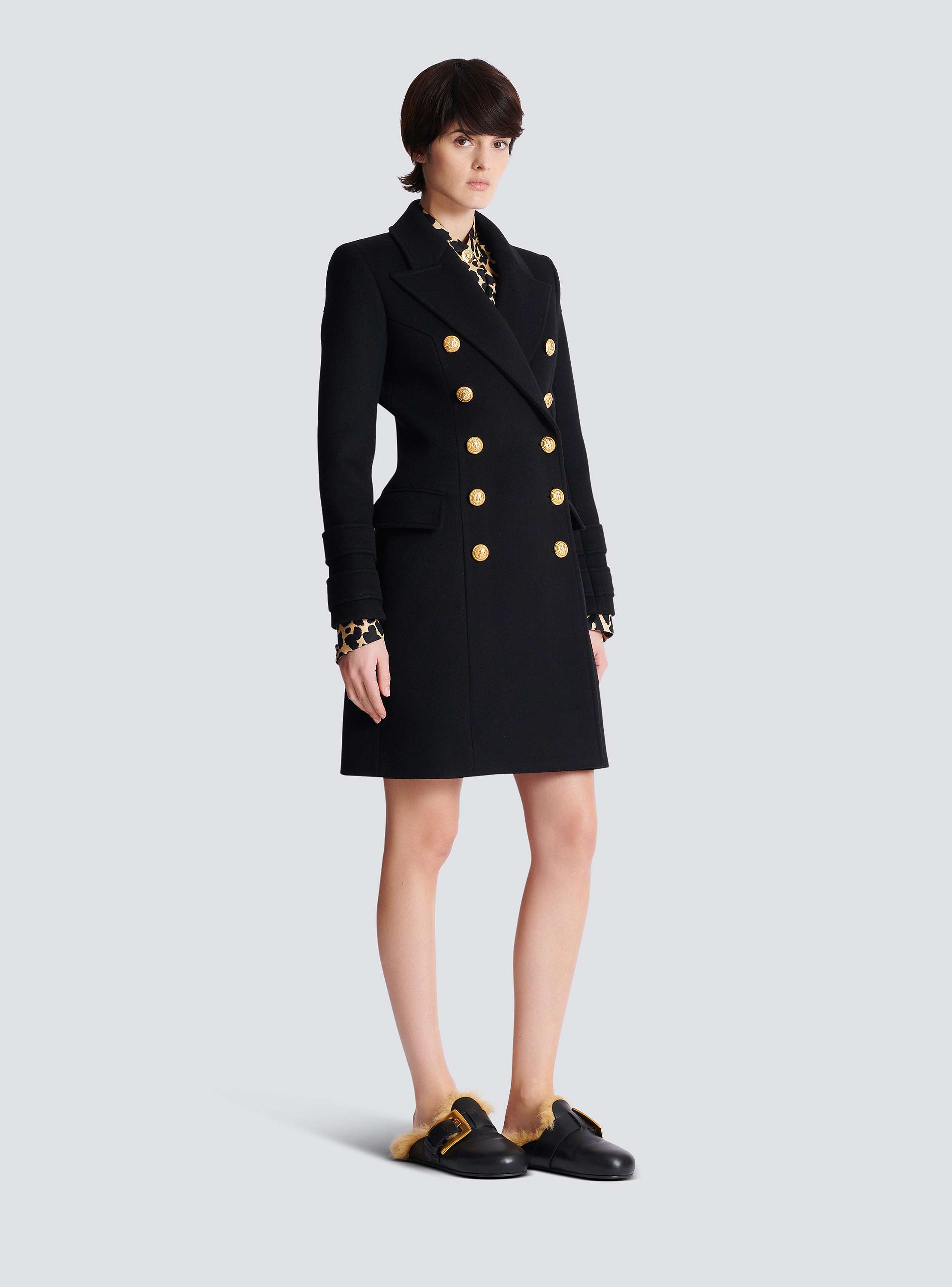 【関税＆送料込み】Balmain 10 Buttons Coat In Virgin Wool A 10-button wool and cashmere coat black - Women | BALMAIN