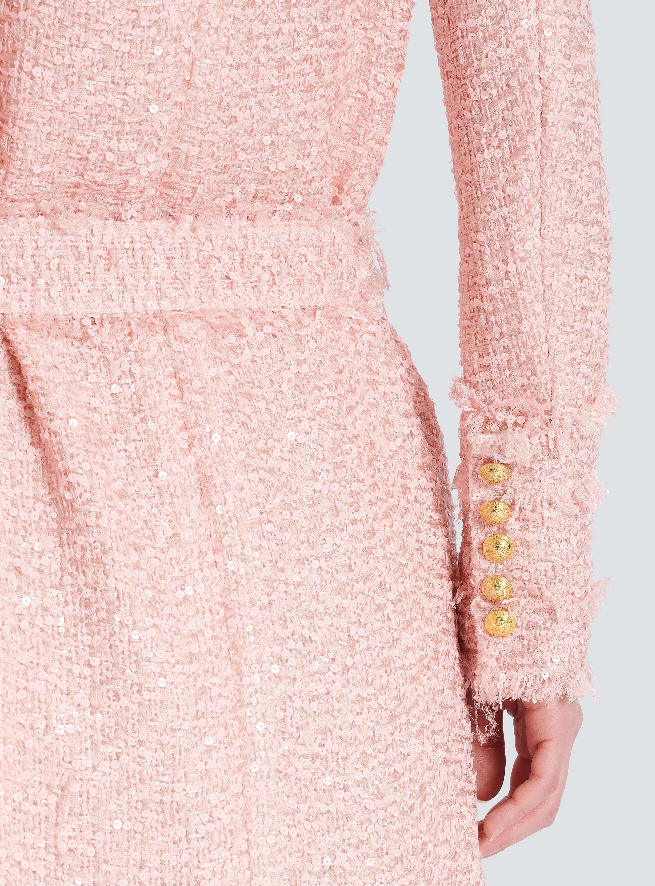 Sequinned tweed edge-to-edge jacket