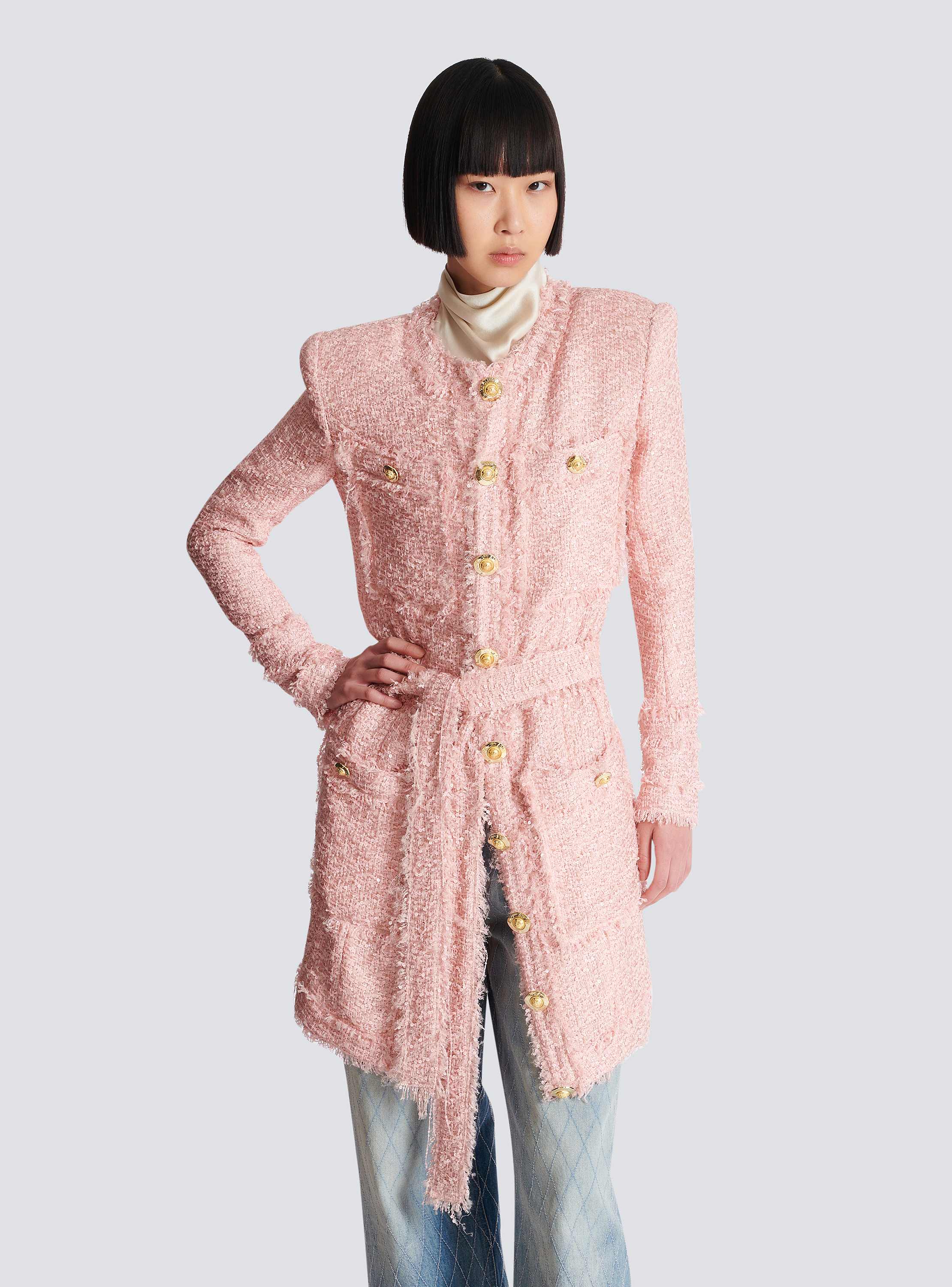 Sequinned tweed edge-to-edge jacket