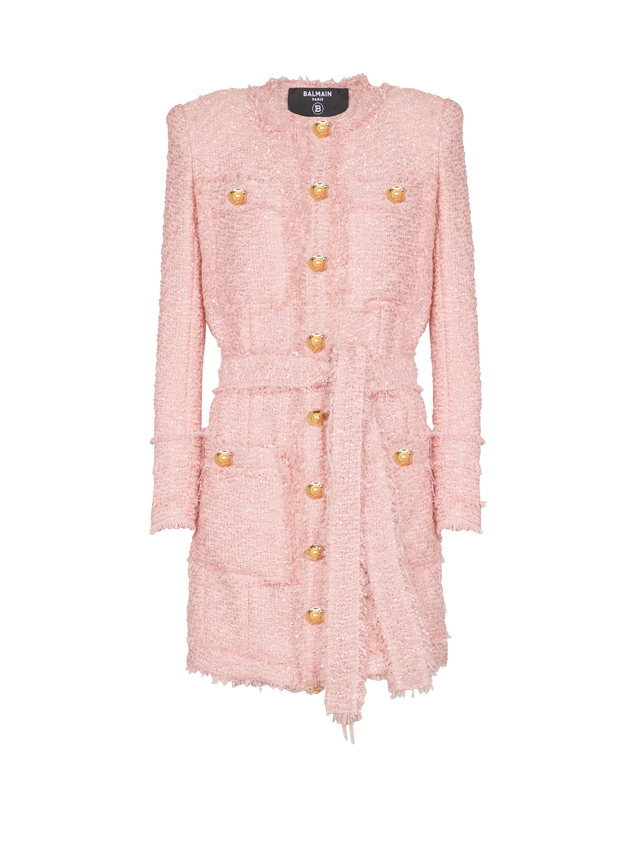 Sequinned tweed edge-to-edge jacket