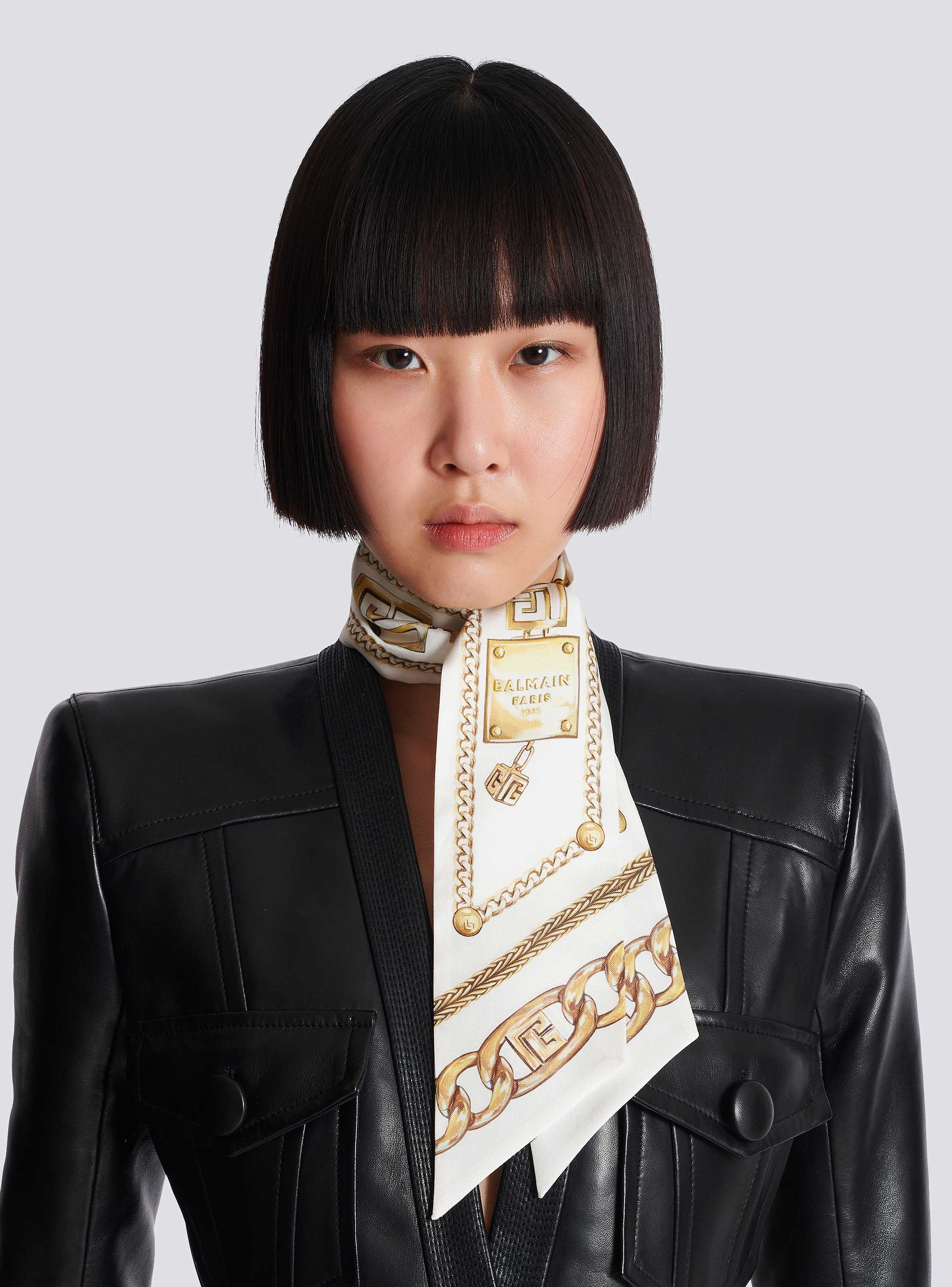 Printed silk bandana with Balmain Chains pattern